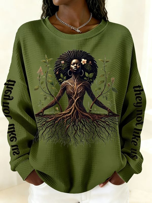 Black Woman Rooted Graphic Sweatshirt Cultural Pride Inspirational Gift For Her - Tradiviet - Image 3