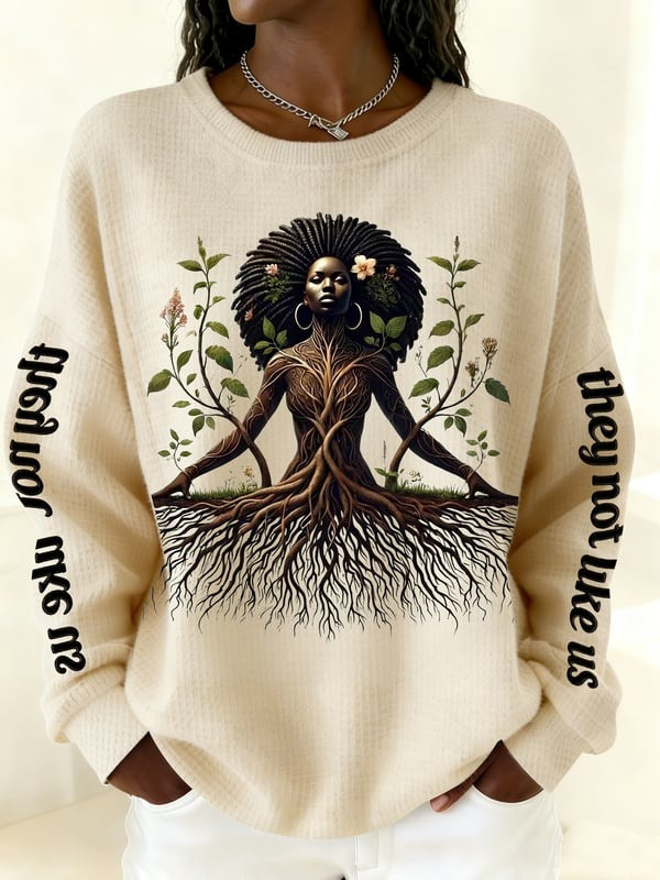 Black Woman Rooted Graphic Sweatshirt Cultural Pride Inspirational Gift For Her - Tradiviet