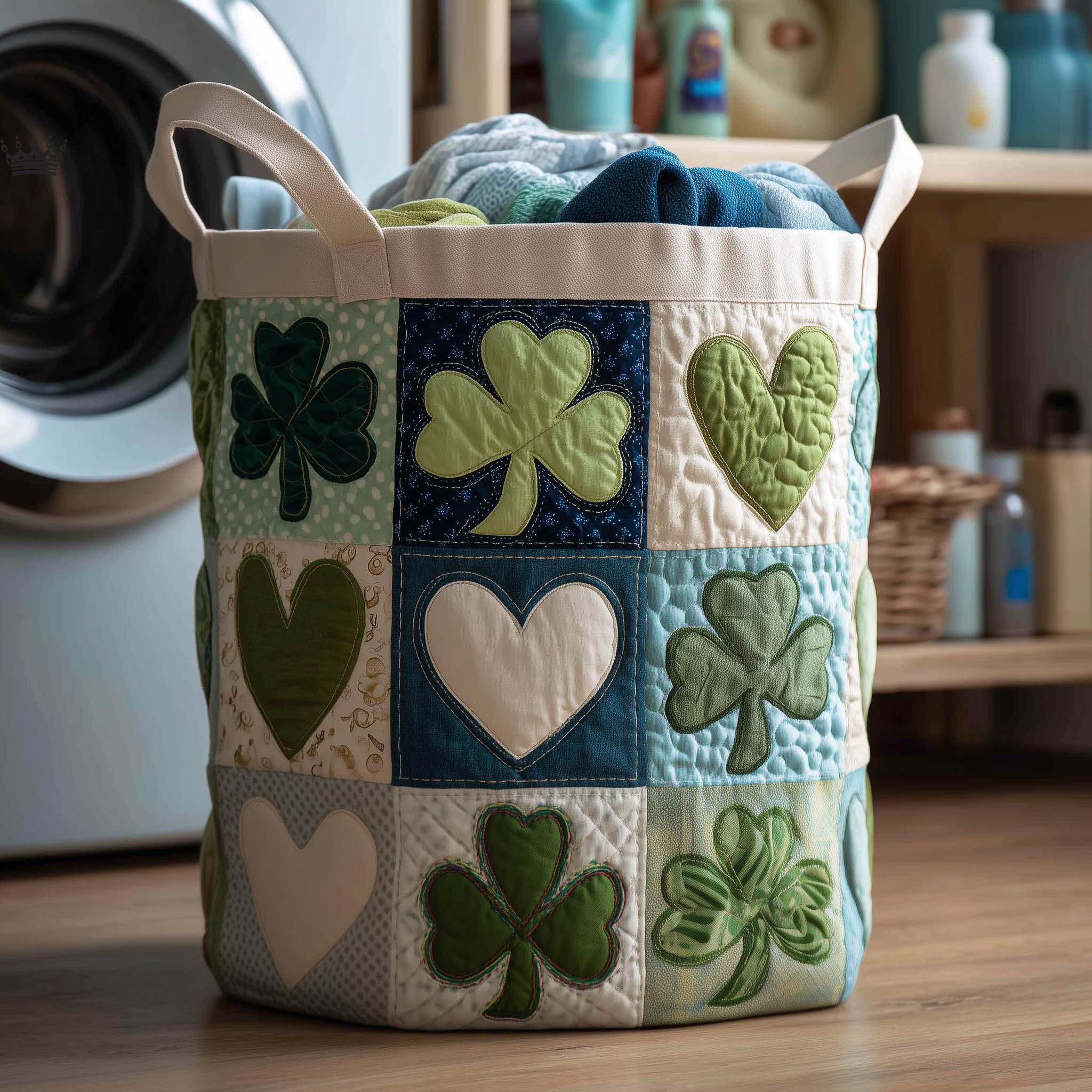 Blessed Greenery Quilted Laundry Basket Nice Storage Baskets Gift For Grandma - Tradiviet