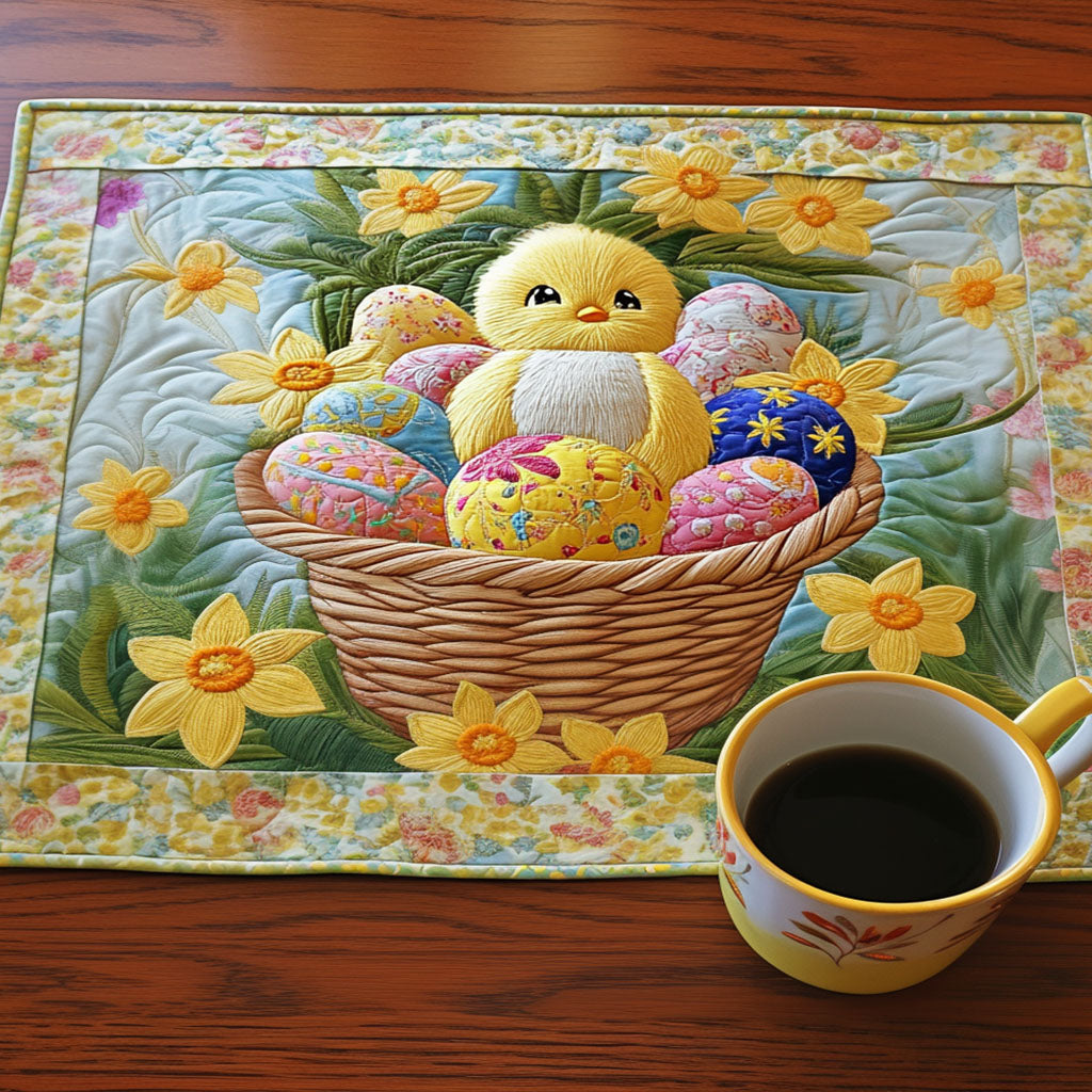 Blooming Bunnies Quilted Placemat Easter Spring Table Decor Ideal Gift for Housewarming - Tradiviet