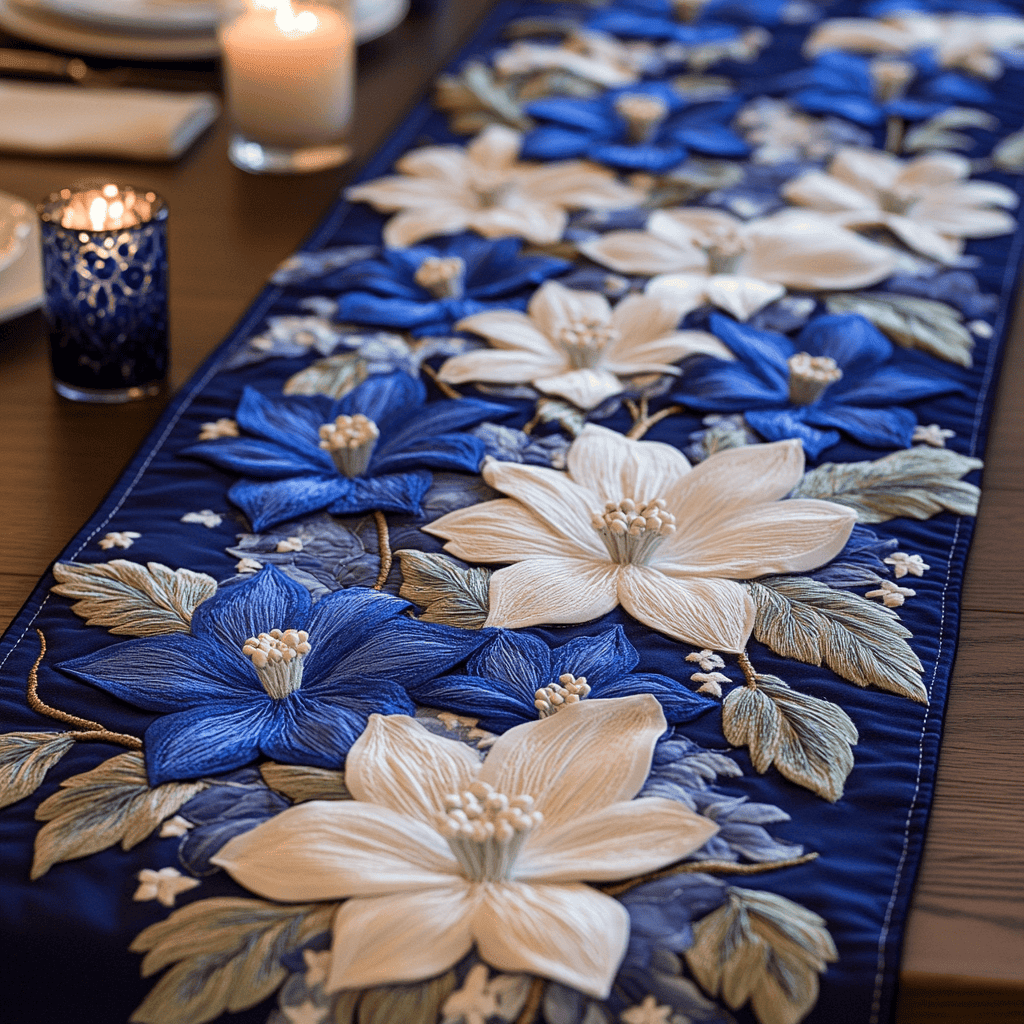 Blossom Charm Quilted Table Runner  Holiday Table Runner Fourth Of July Hostess Gifts