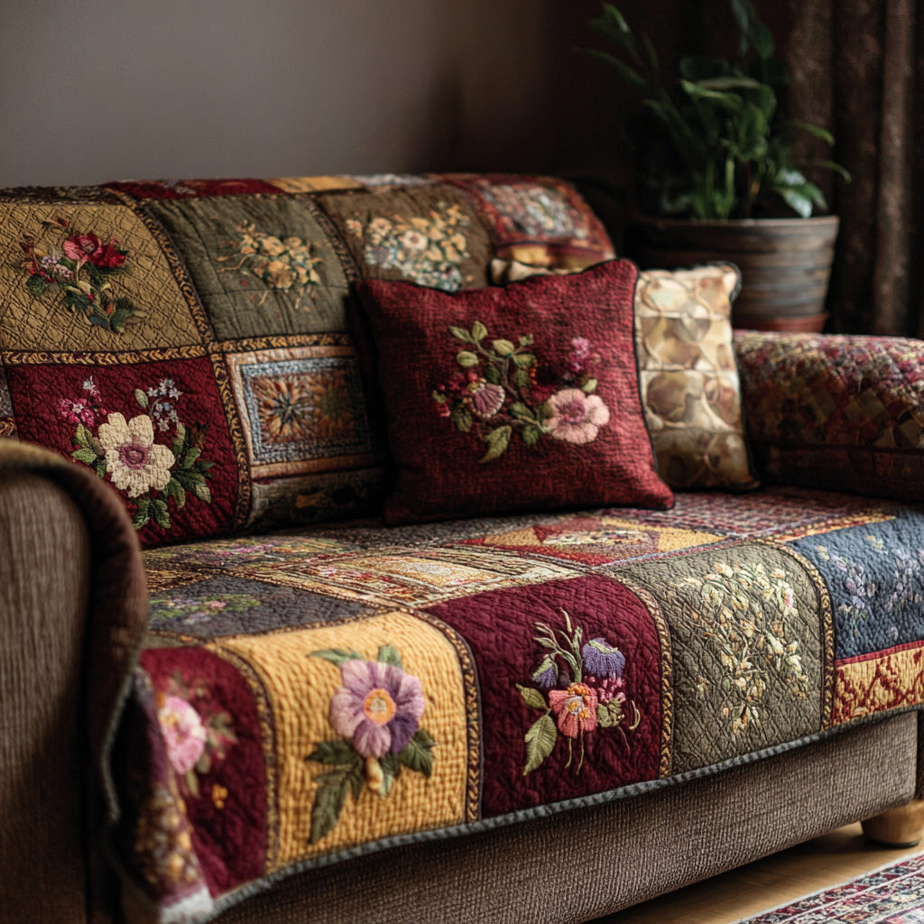 Blossom Cottage Warmth Quilted Sofa Cover Couch Covers Cute Housewarming Gifts