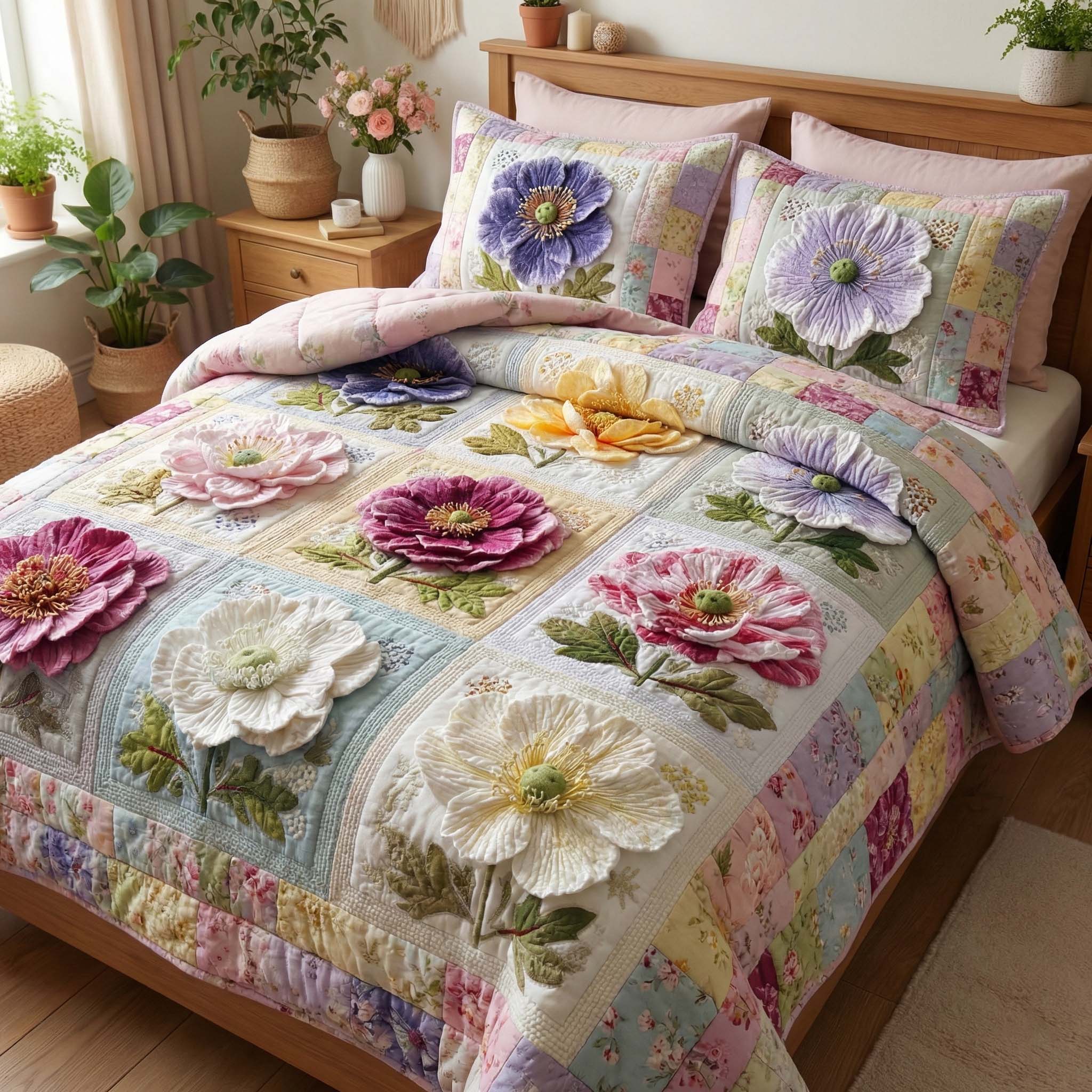 Blossom Grace Quilted Bedding Set Bed Room Decoration Blossom Gift For Him - Tradiviet