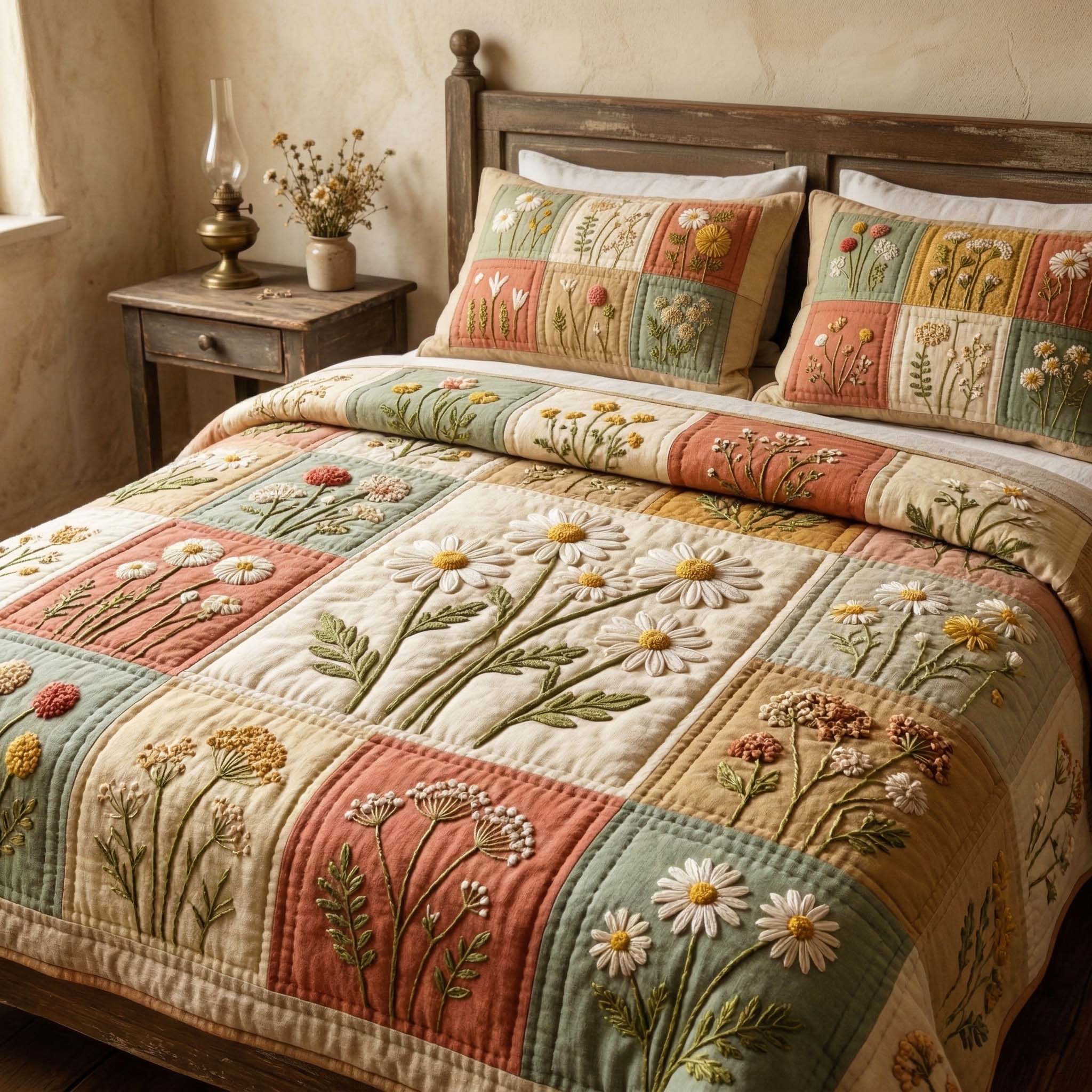 Blossom Grace Quilted Bedding Set Holiday Bedroom Decor Blossom Gift For Spring - Tradiviet