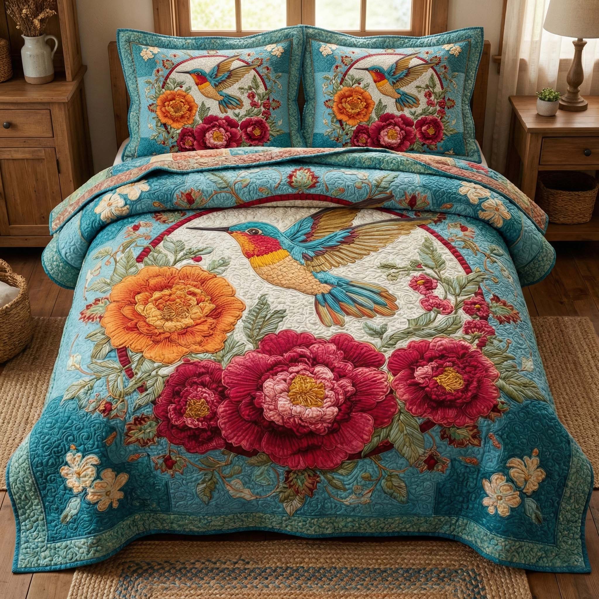 Blossom Grace Quilted Bedding Set Holiday Home Decor Personalized Blossom Gift - Tradiviet