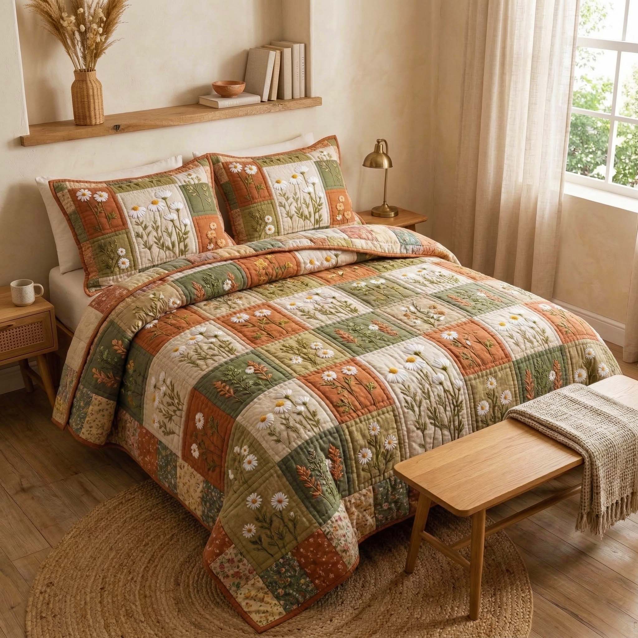 Blossom Grace Quilted Bedding Set Room Decoration Items Blossom Themed Gift For Her Bedroom - Tradiviet - Image 2