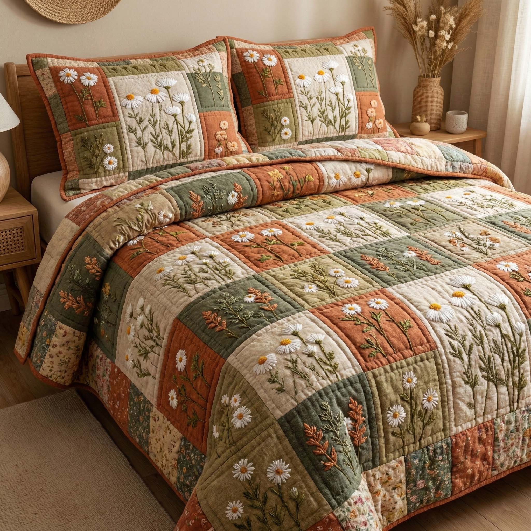 Blossom Grace Quilted Bedding Set Room Decoration Items Blossom Themed Gift For Her Bedroom - Tradiviet