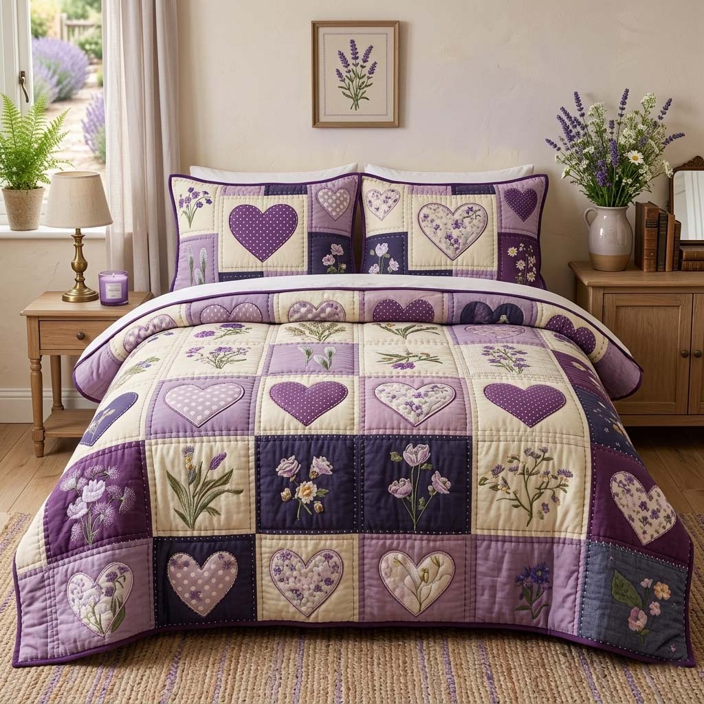 Blossom Patchwork Quilted Bedding Set Bedroom Decoration Best Gift For Mom - Tradiviet