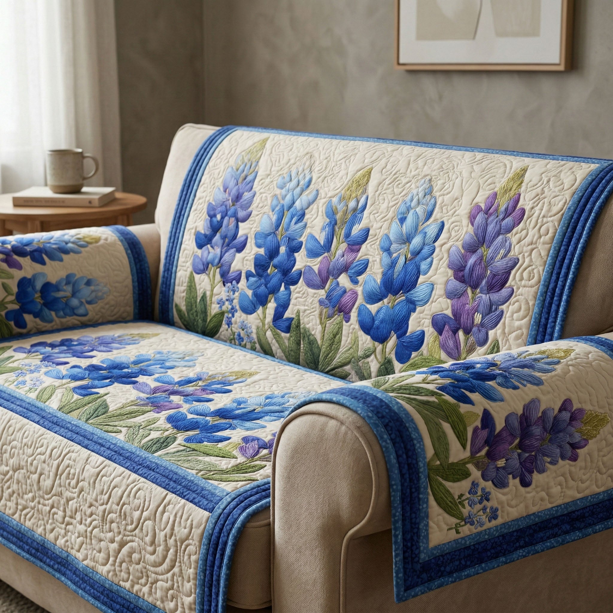 Bluebonnet Bloom Quilted Sofa Cover Bluebonnet Texas Home Decor