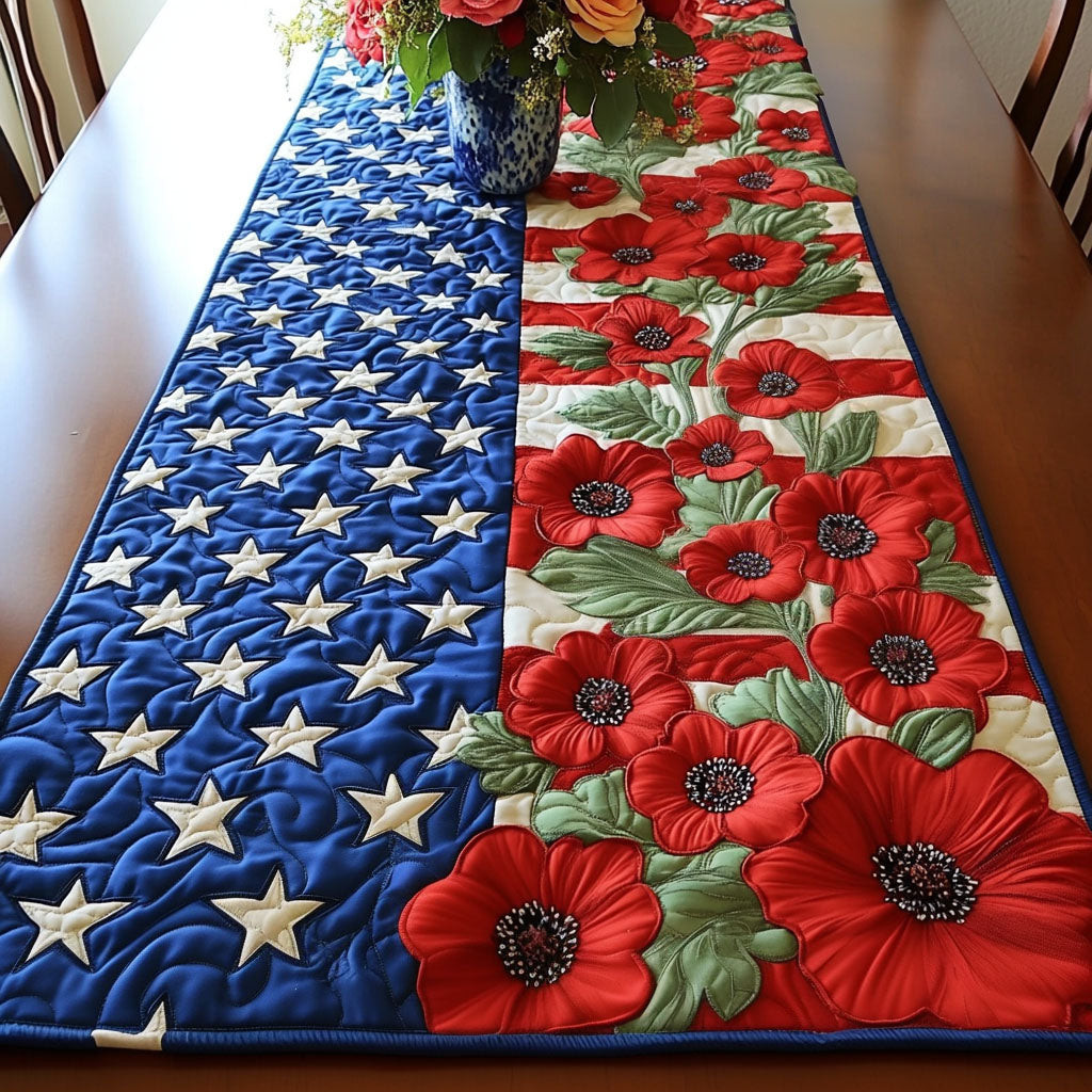 Bold Bloom Pride Quilted Table Runner  4th Of July Table Runner Best Independence Day Gifts