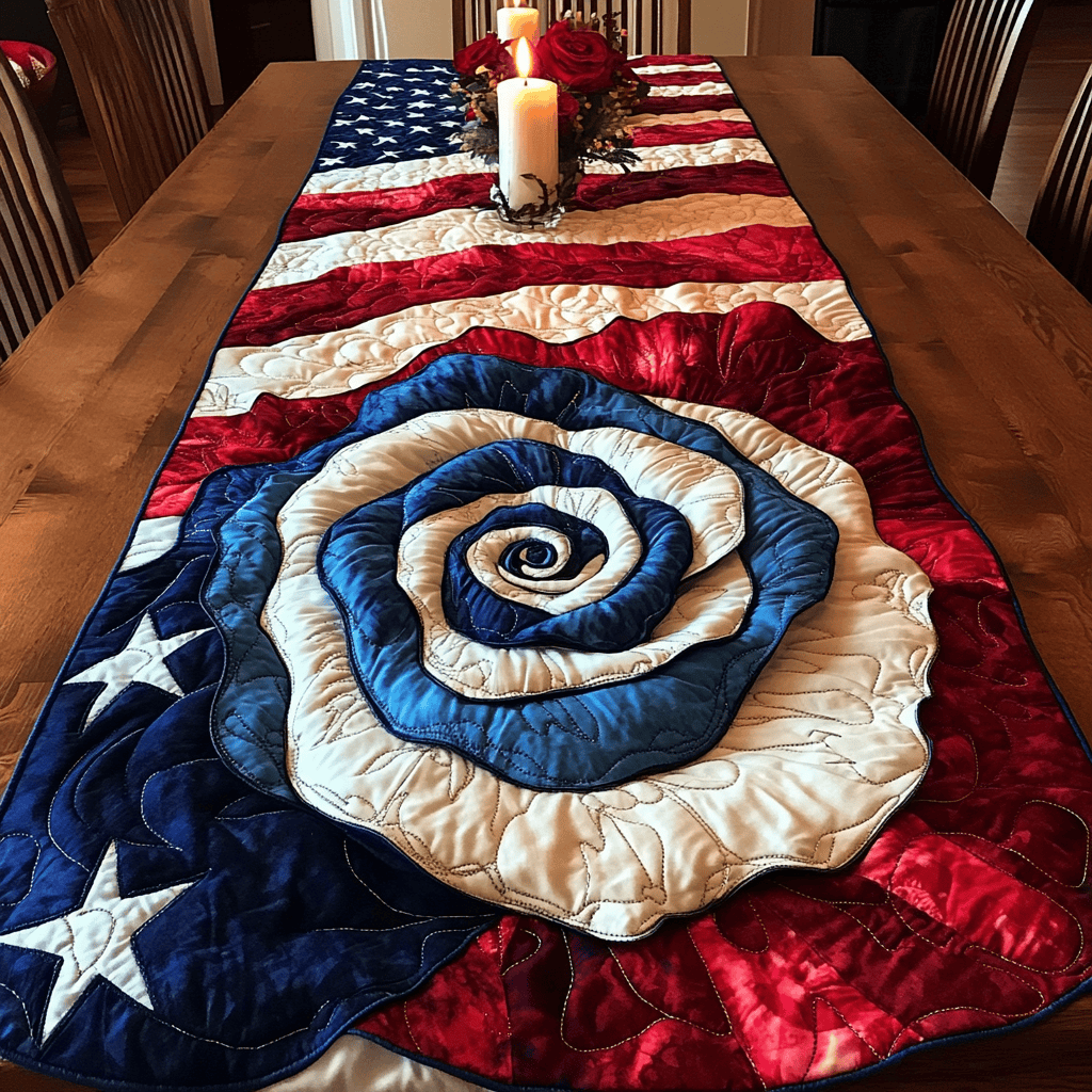 Bold Stripes Quilted Table Runner  Dining Table Runner Fourth Of July Birthday Gifts