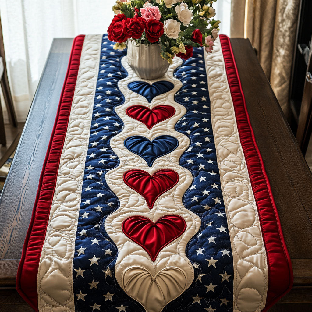 Boldhearted Glory Quilted Table Runner  Dining Table Runner Fourth Of July Birthday Gifts