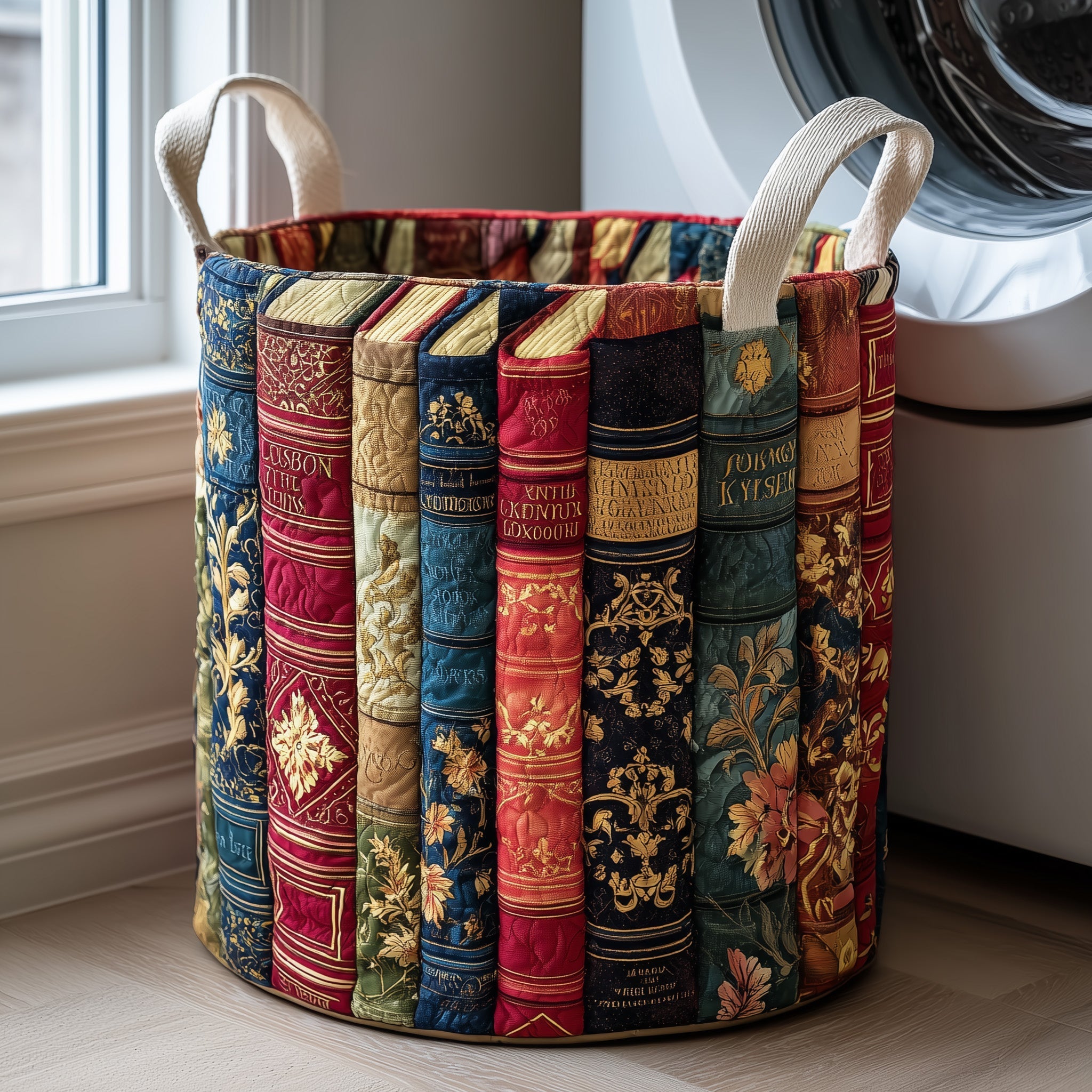 Book Haven Quilted Laundry Basket Nice Storage Baskets Unique Mother's Day Gifts - Tradiviet