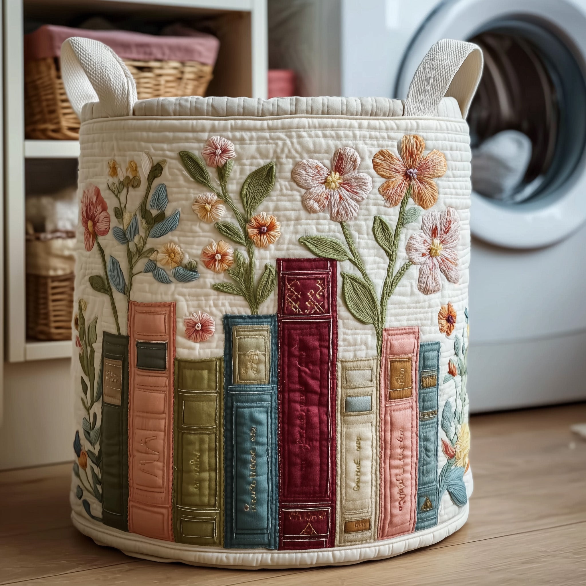 Bookish Quilted Laundry Basket Adorable Laundry Basket Good Mothers Day Gifts - Tradiviet