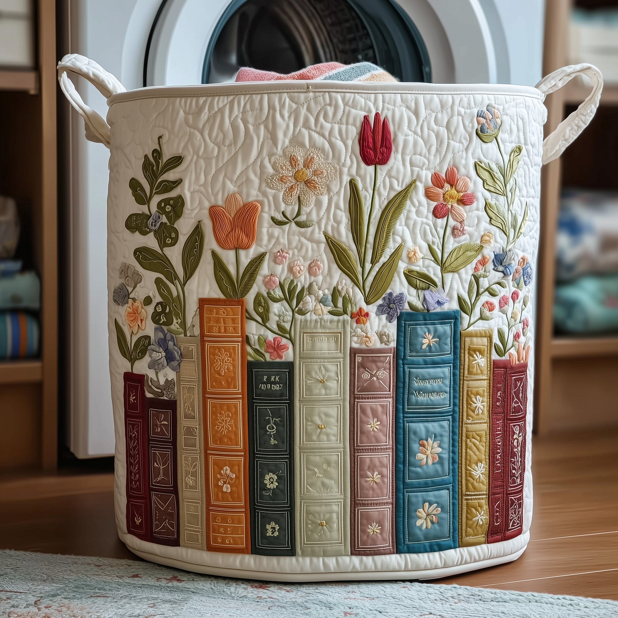 Bookish Quilted Laundry Basket Cute Storage Baskets Mothers Day Ideas - Tradiviet