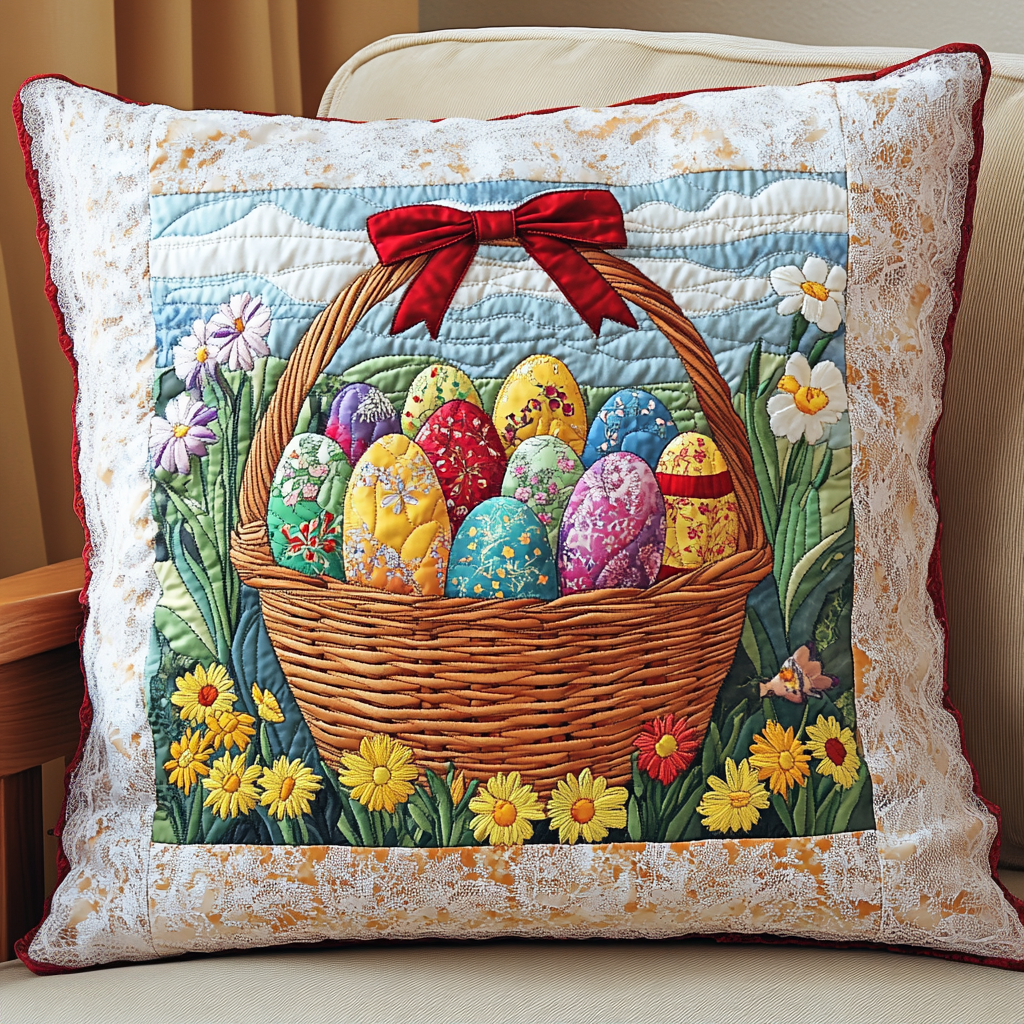 Bunny Bloom Quilted Pillow Case Spring Festival Easter Home Decor Perfect Gift for family - Tradiviet