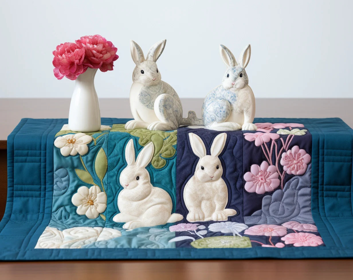 Bunny Quilted Place Mat Vintage Easter Bunny Cottage Dining Mat Perfect Housewarming Gift - Tradiviet
