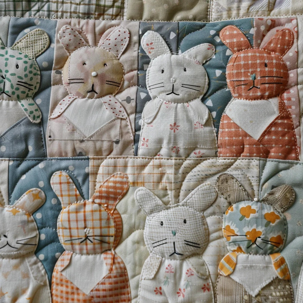 Bunny Quilted Placemats Pastel Spring Bunny Table Mat Easter Gift For Family - Tradiviet