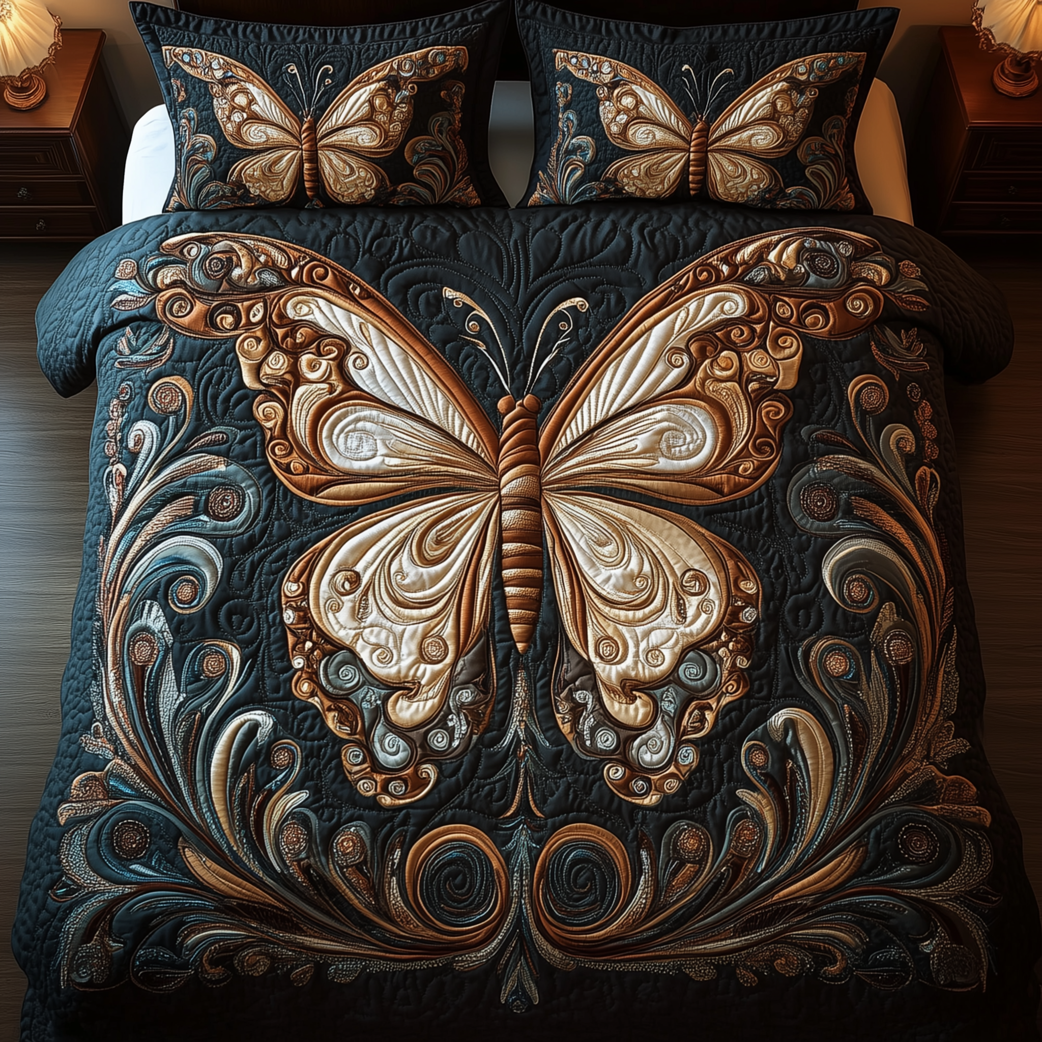 Butterfly Dreamscape Quilted Bedding Set Bedroom Decorations Butterfly Gift Ideas Birthday - Tradiviet