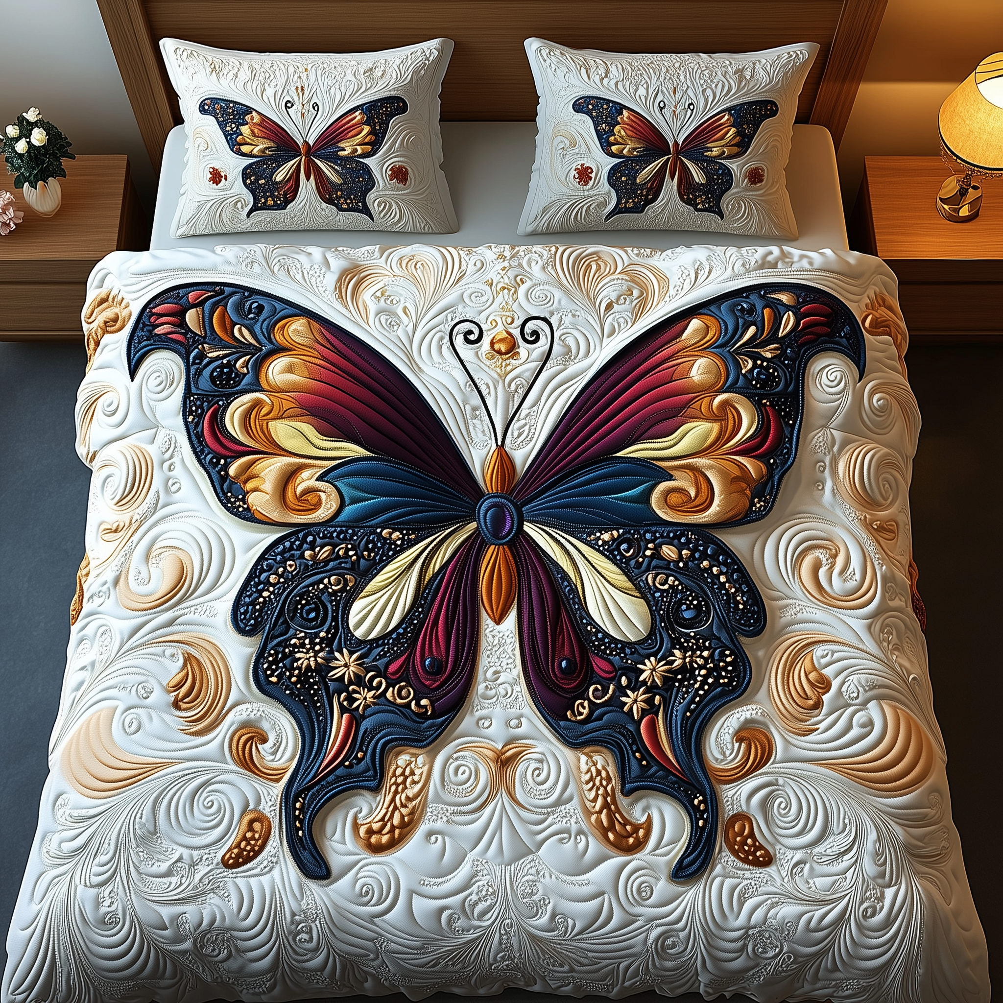 Butterfly Dreamscape Quilted Bedding Set Mens Bedroom Decor Butterfly Theme Gifts - Tradiviet