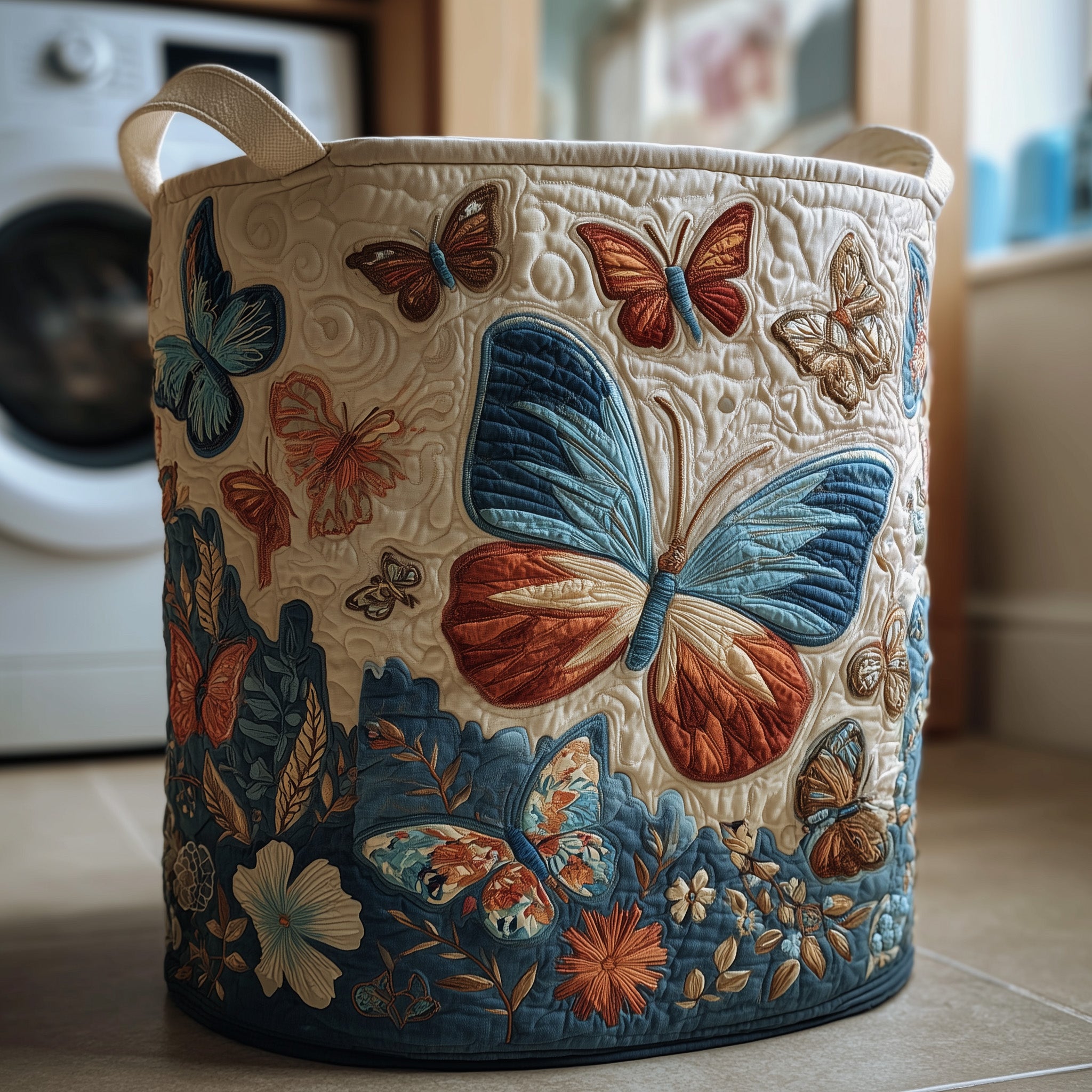 Butterfly Heaven Quilted Laundry Basket Cute Laundry Hamper Gift For Grandma - Tradiviet