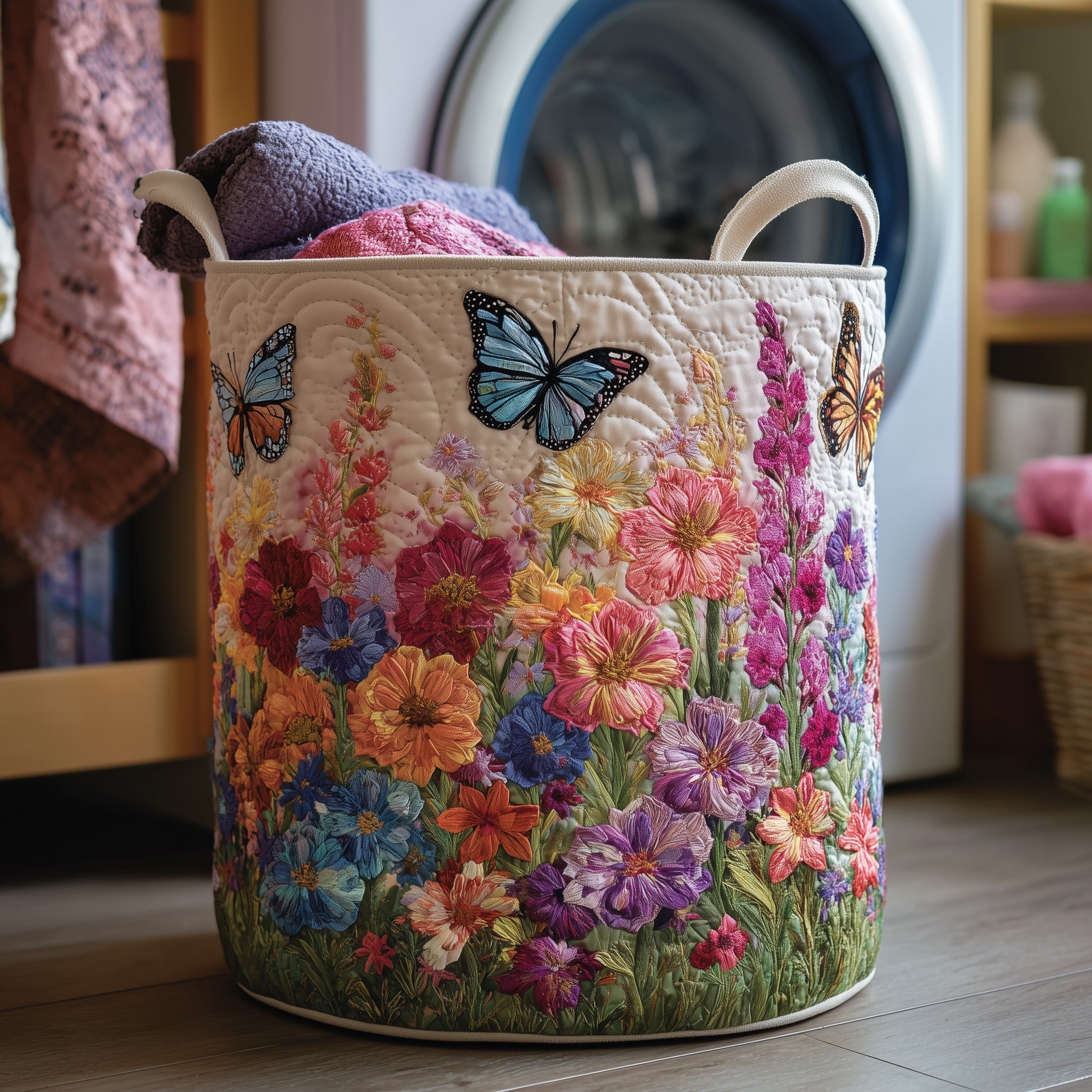Butterfly Heaven Quilted Laundry Basket Funny Baskets Best Mothers Day Gifts - Tradiviet