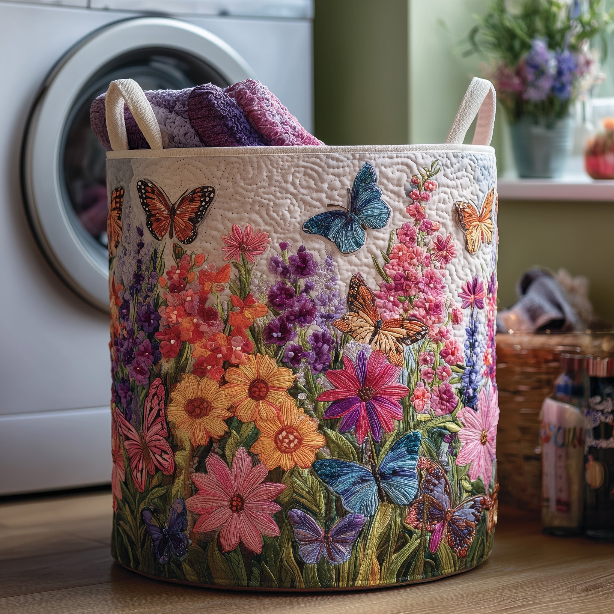 Butterfly Heaven Quilted Laundry Basket Funny Baskets Unique Mother's Day Gifts - Tradiviet