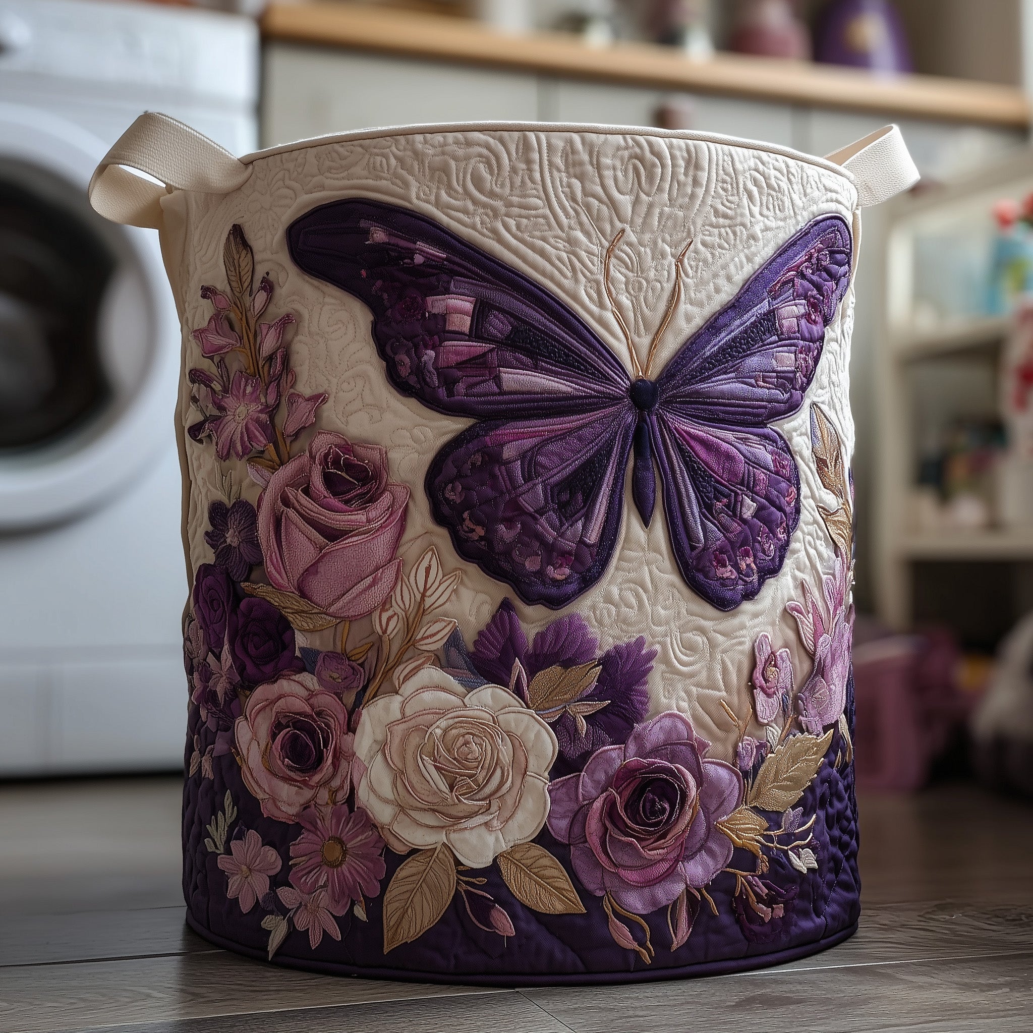 Butterfly Heaven Quilted Laundry Basket Nice Storage Baskets Mother's Day Gift Ideas - Tradiviet