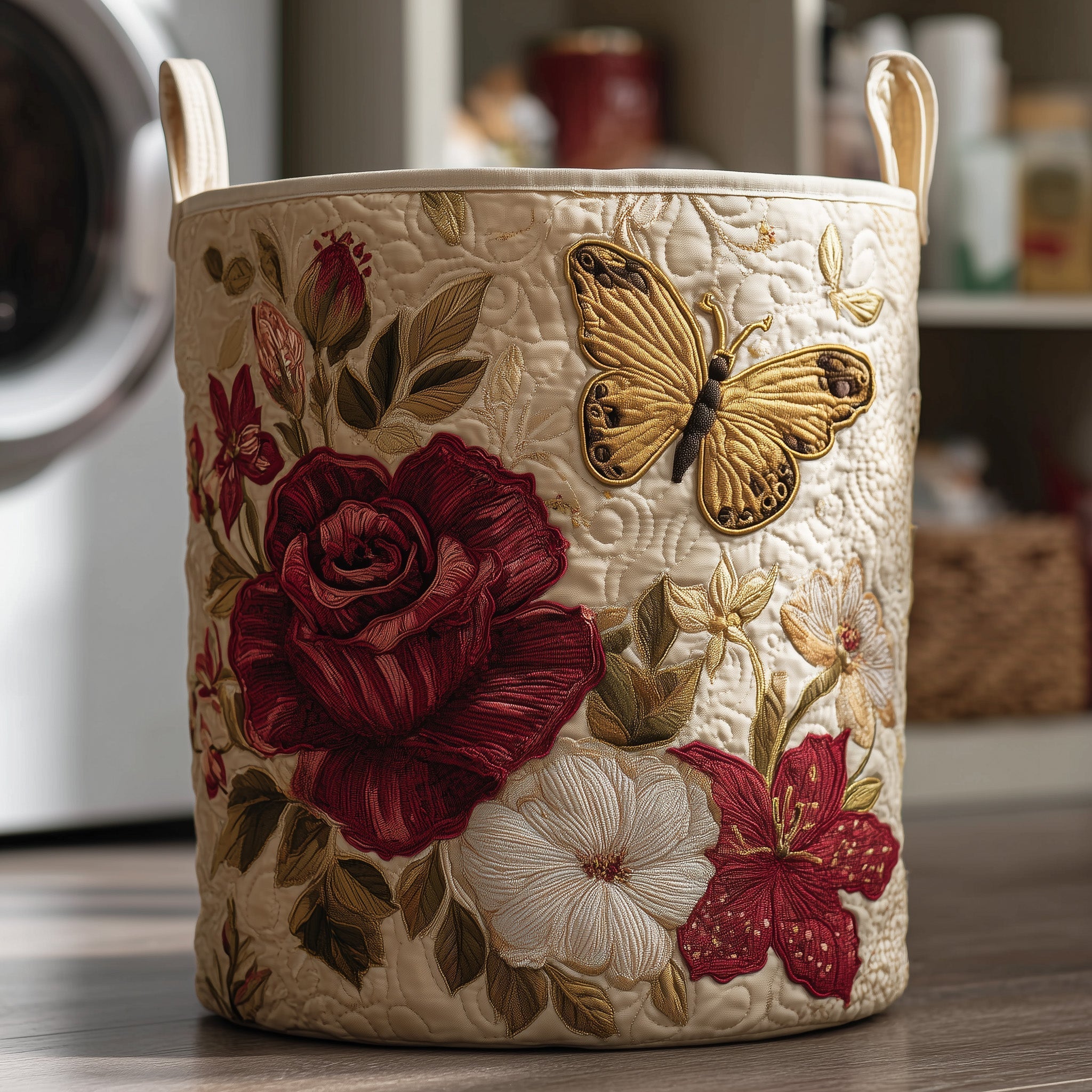 Butterfly Heaven Quilted Laundry Basket Washroom Decor Basket Presents For Dad - Tradiviet