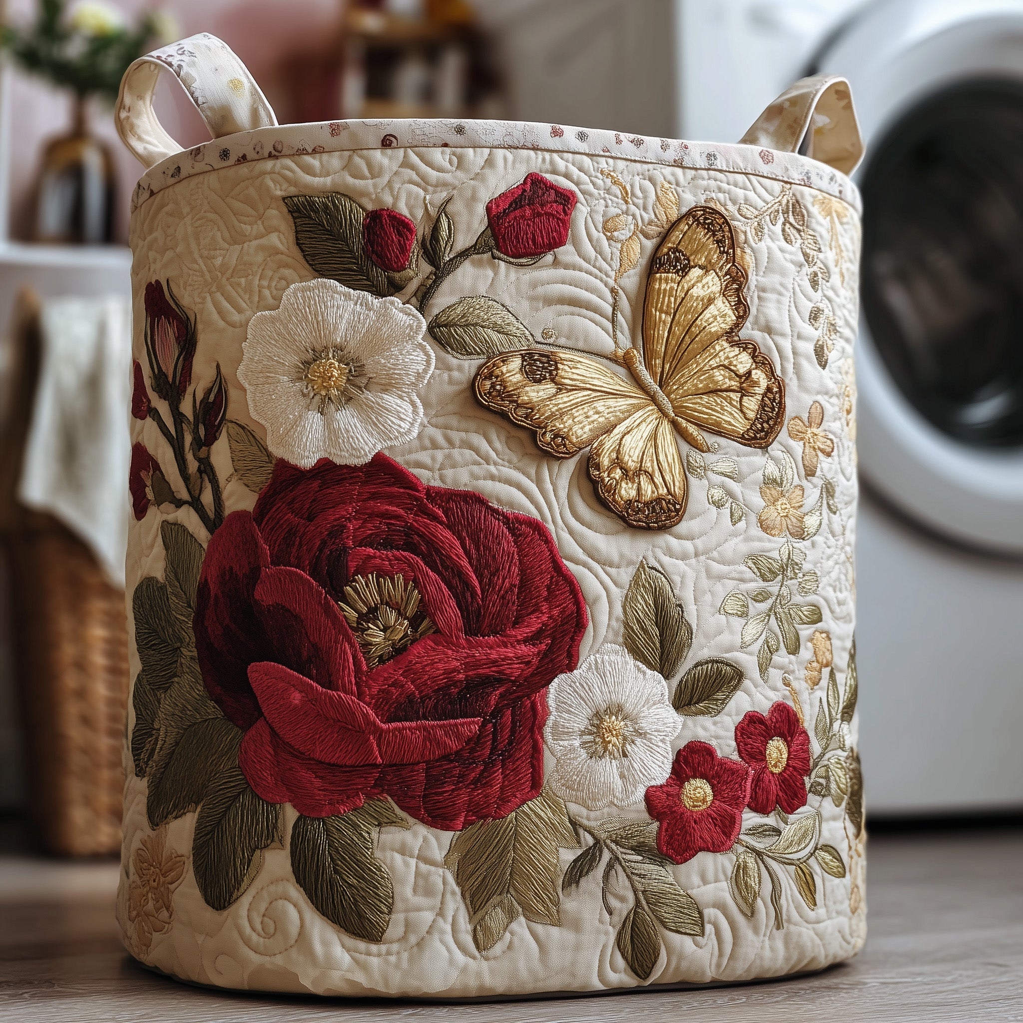 Butterfly Heaven Quilted Laundry Basket Washroom Decor Baskets Gifts For Sister In Law - Tradiviet