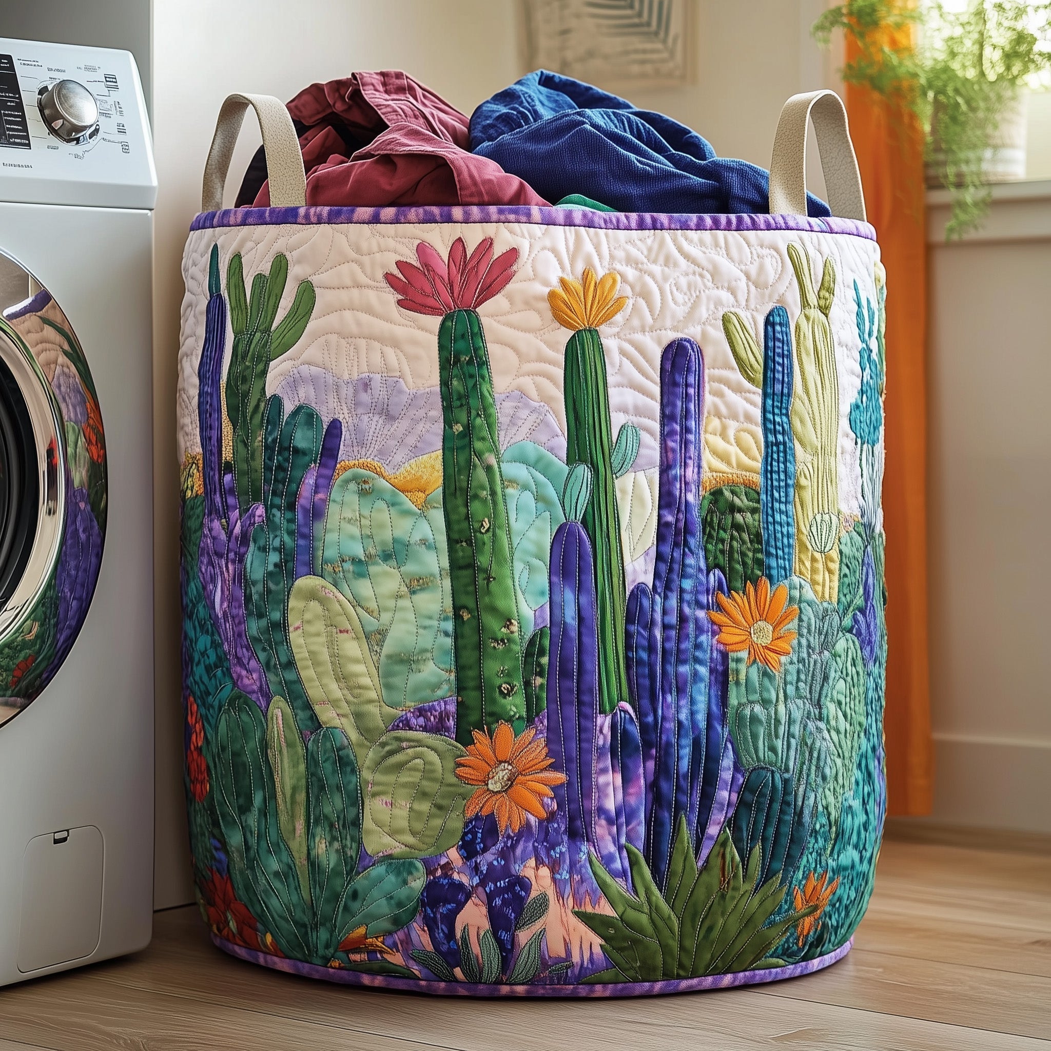 Cactus Heaven Quilted Laundry Basket Best Laundry Hamper Gifts For Father - Tradiviet