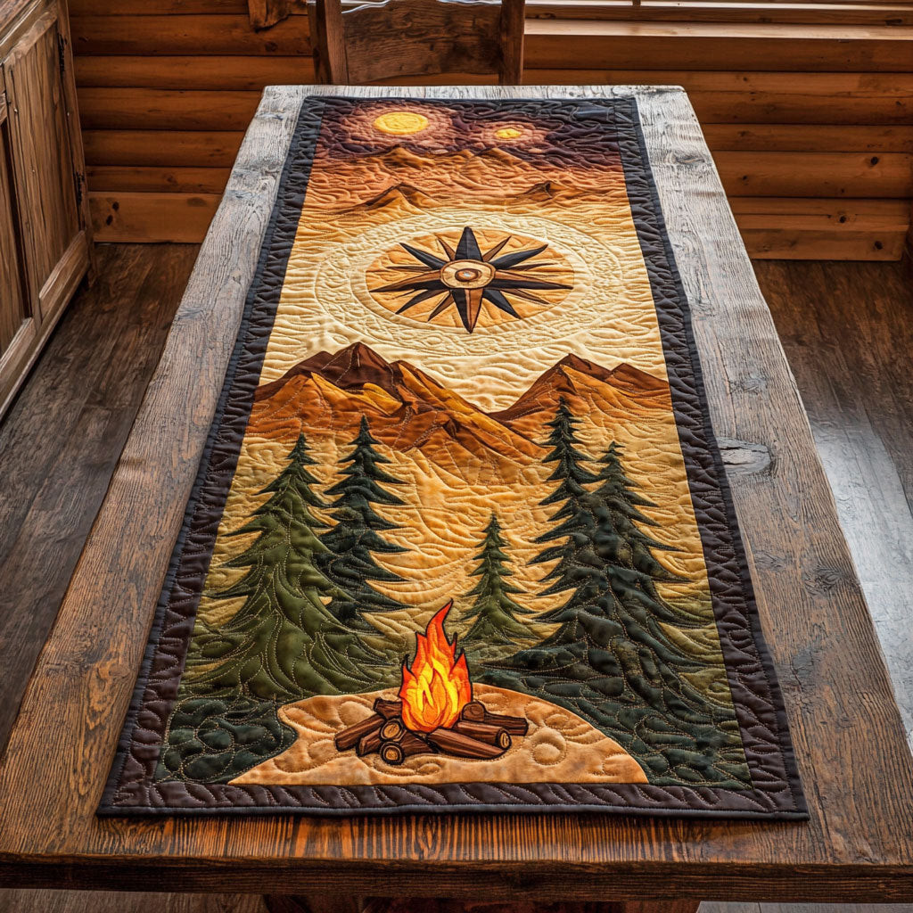 Camping In Forest Quilted Table Runner Dining Table Runner Mother's Day Gifts For Grandma