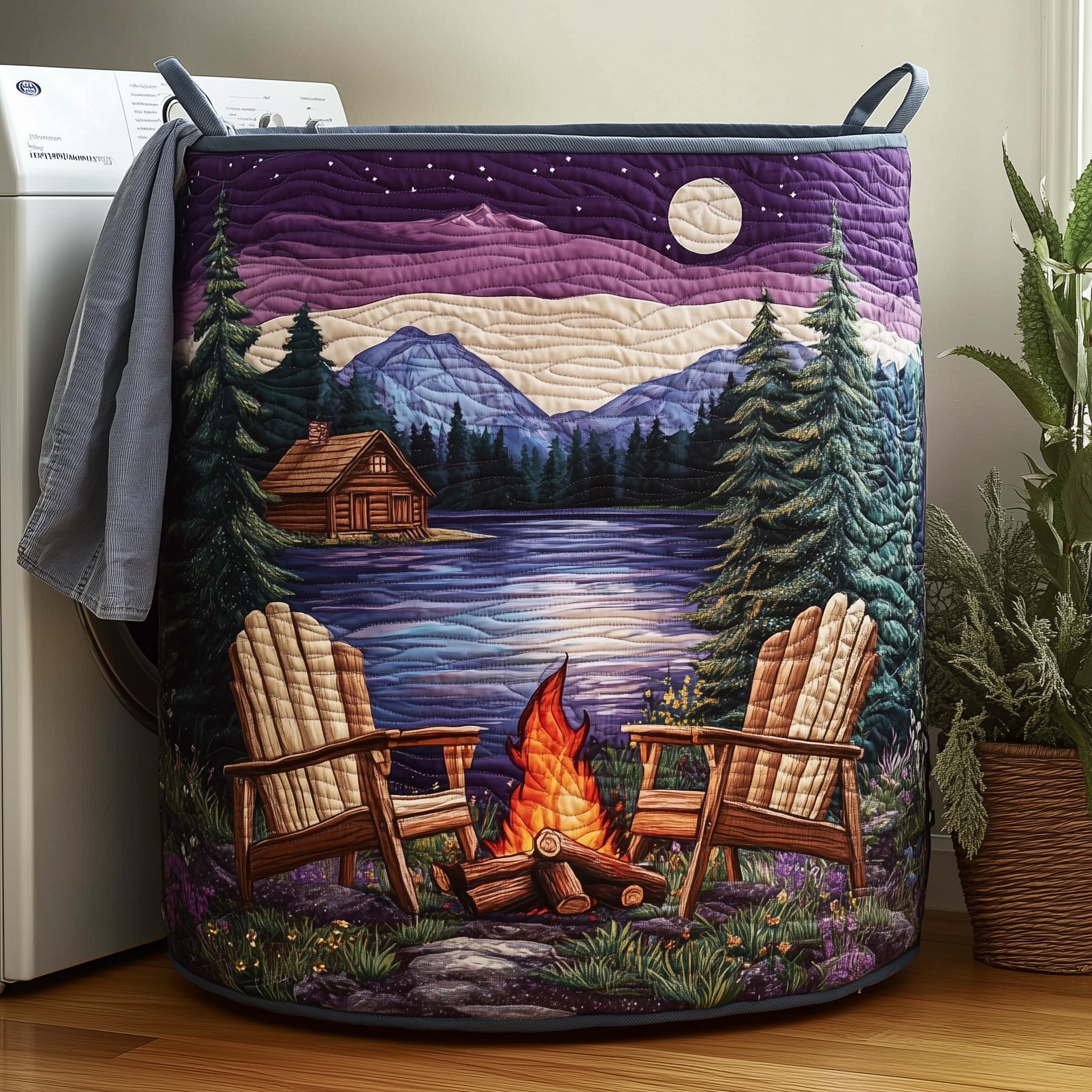 Camping Vibe Quilted Laundry Basket Nice Storage Baskets Mothers Day Present Ideas - Tradiviet