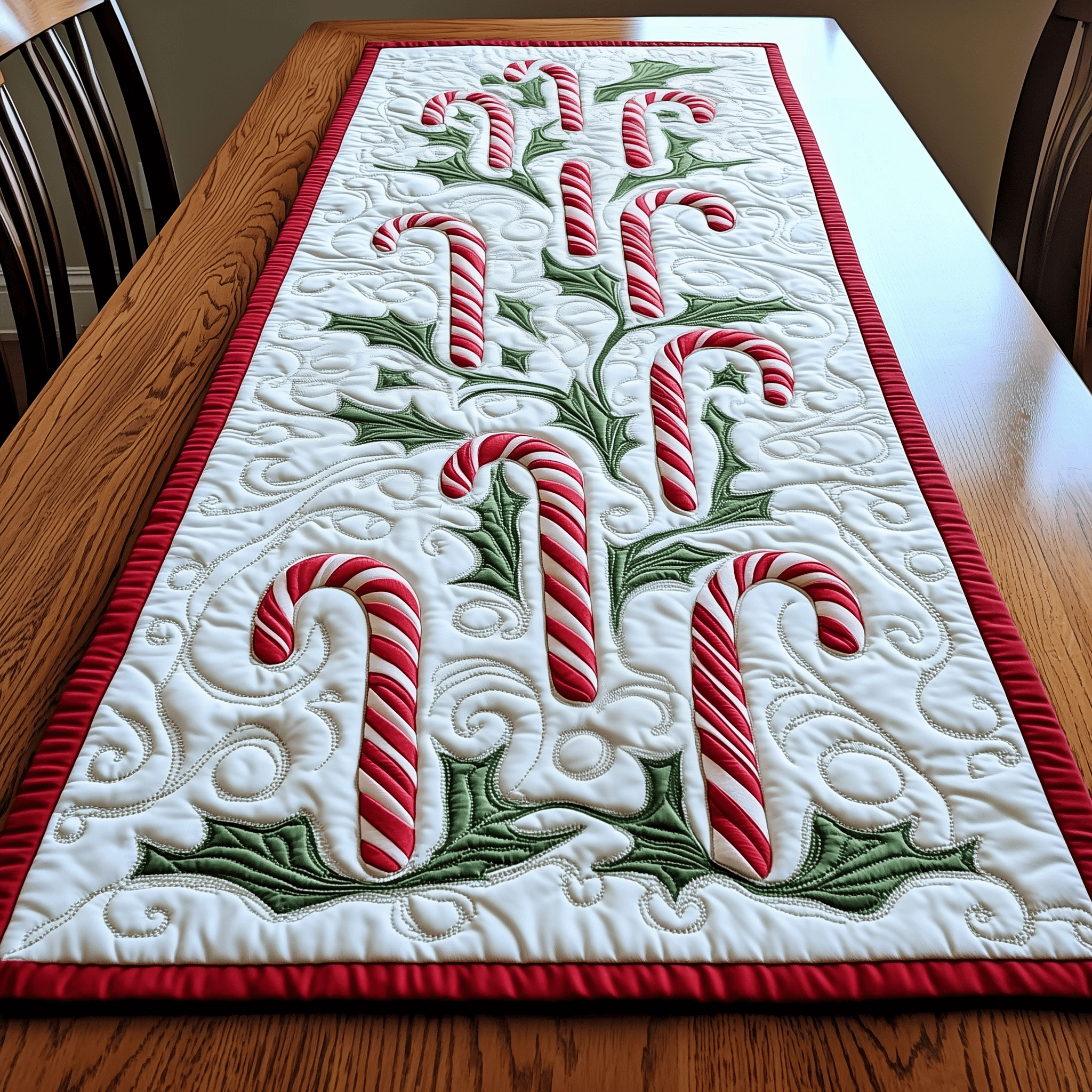 Candy Canes Quilted Table Runner Quilted Christmas Table Runner Christmas Presents For Wife