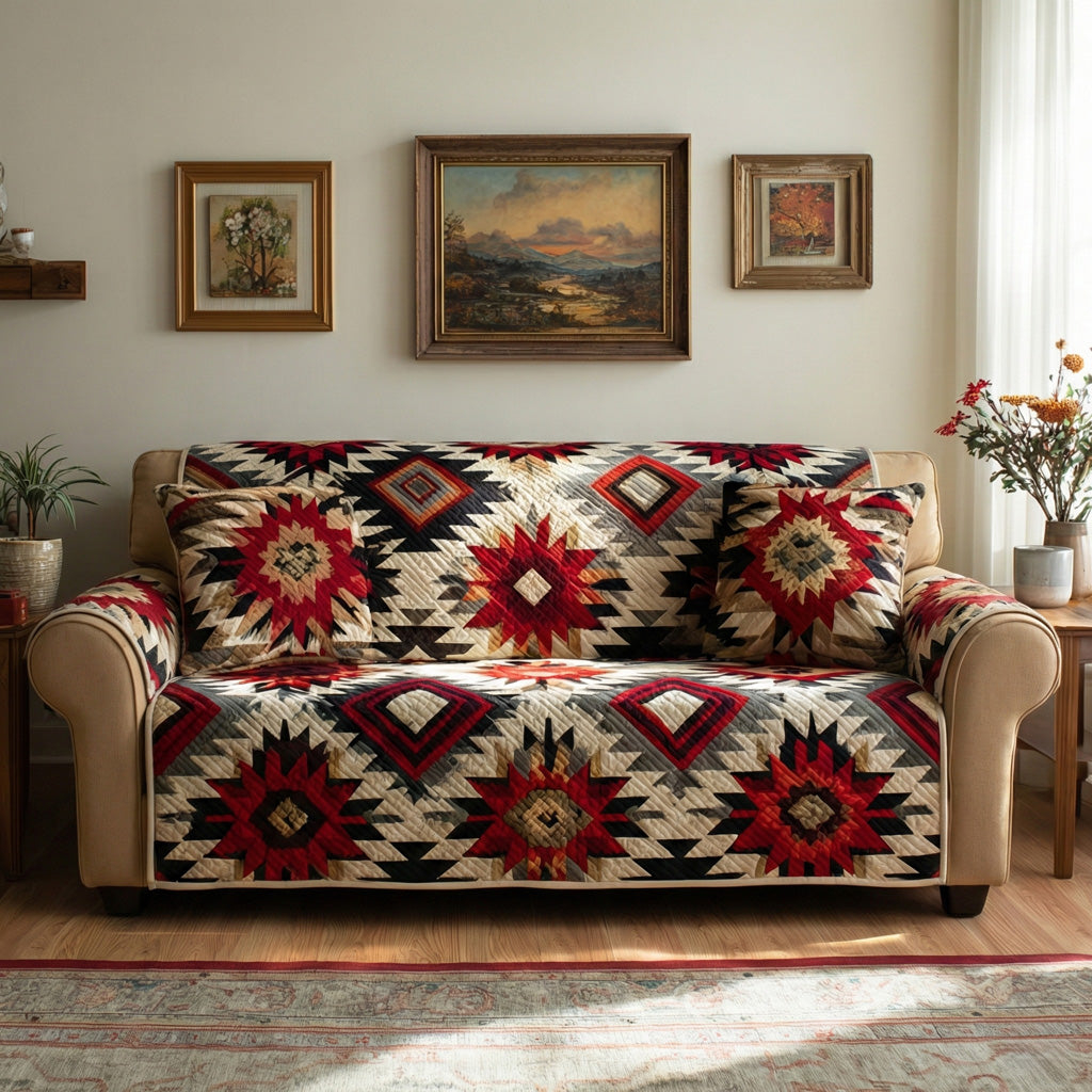 Canyon Mosaic Quilted Sofa Cover Canyon Mosaic Pattern Southwestern Decor