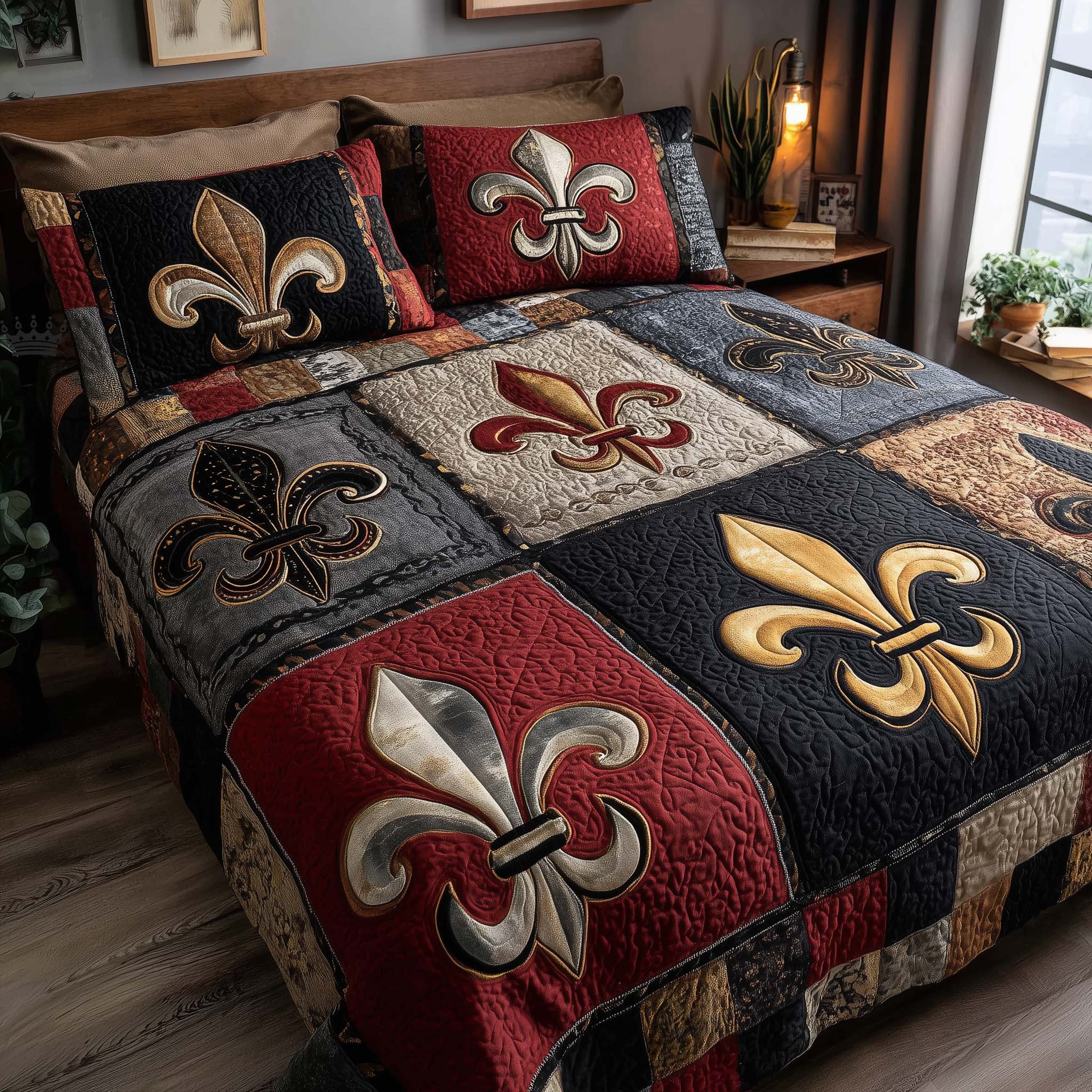 Carnival Crest Quilted Bedding Set Bed Room Decoration Presents For Mom In Law - Tradiviet