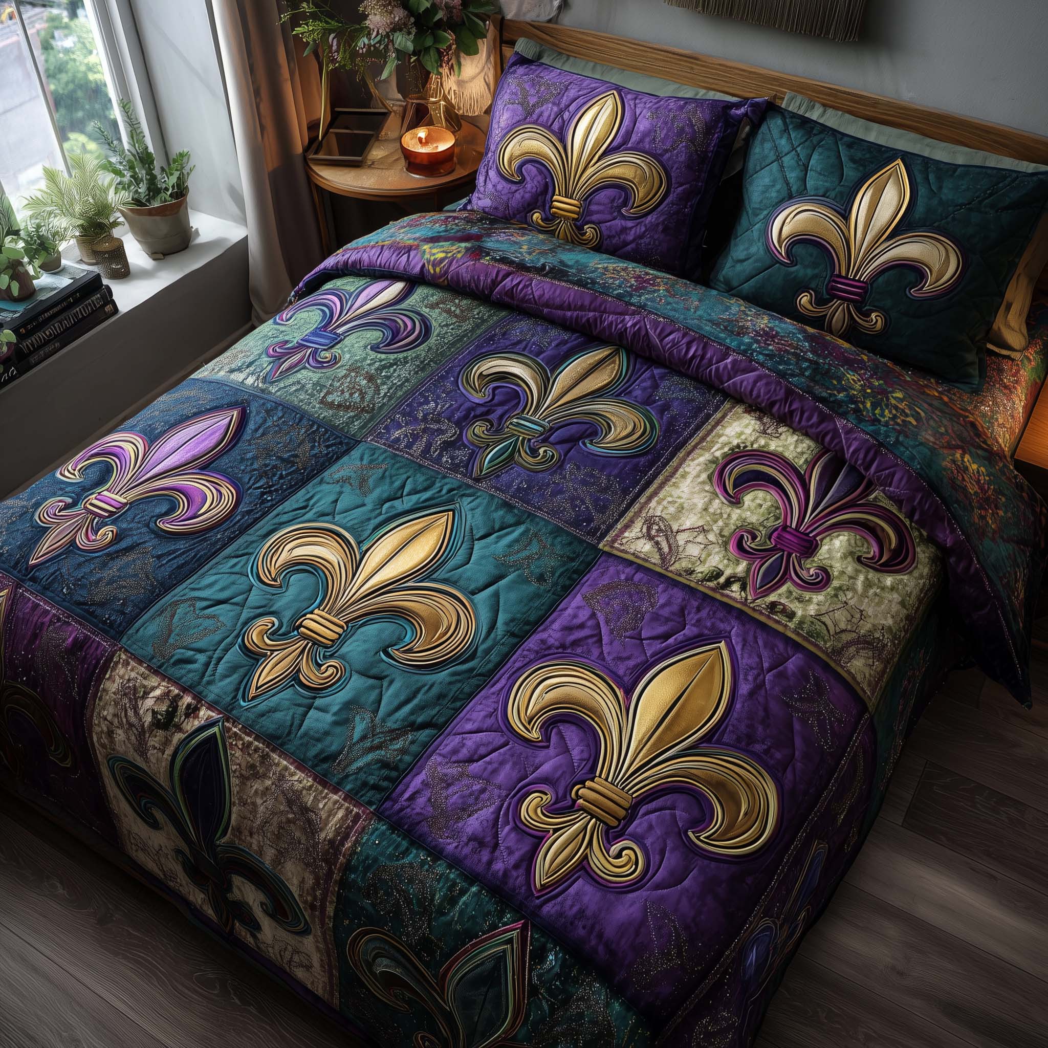 Carnival Crest Quilted Bedding Set Holiday Home Decor Gifts For Your Mom - Tradiviet