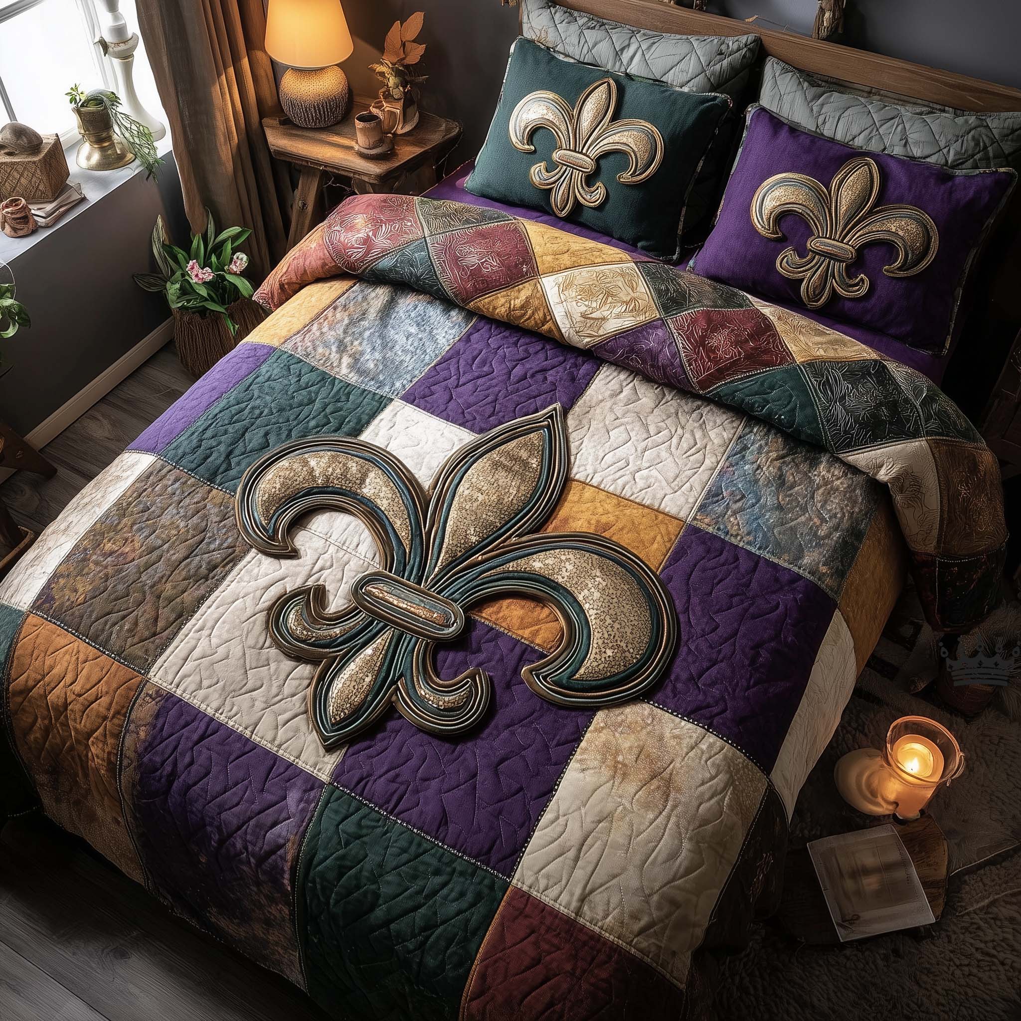 Carnival Crest Quilted Bedding Set Holiday Home Decor Ideas Charming Carnival Crest Gift - Tradiviet