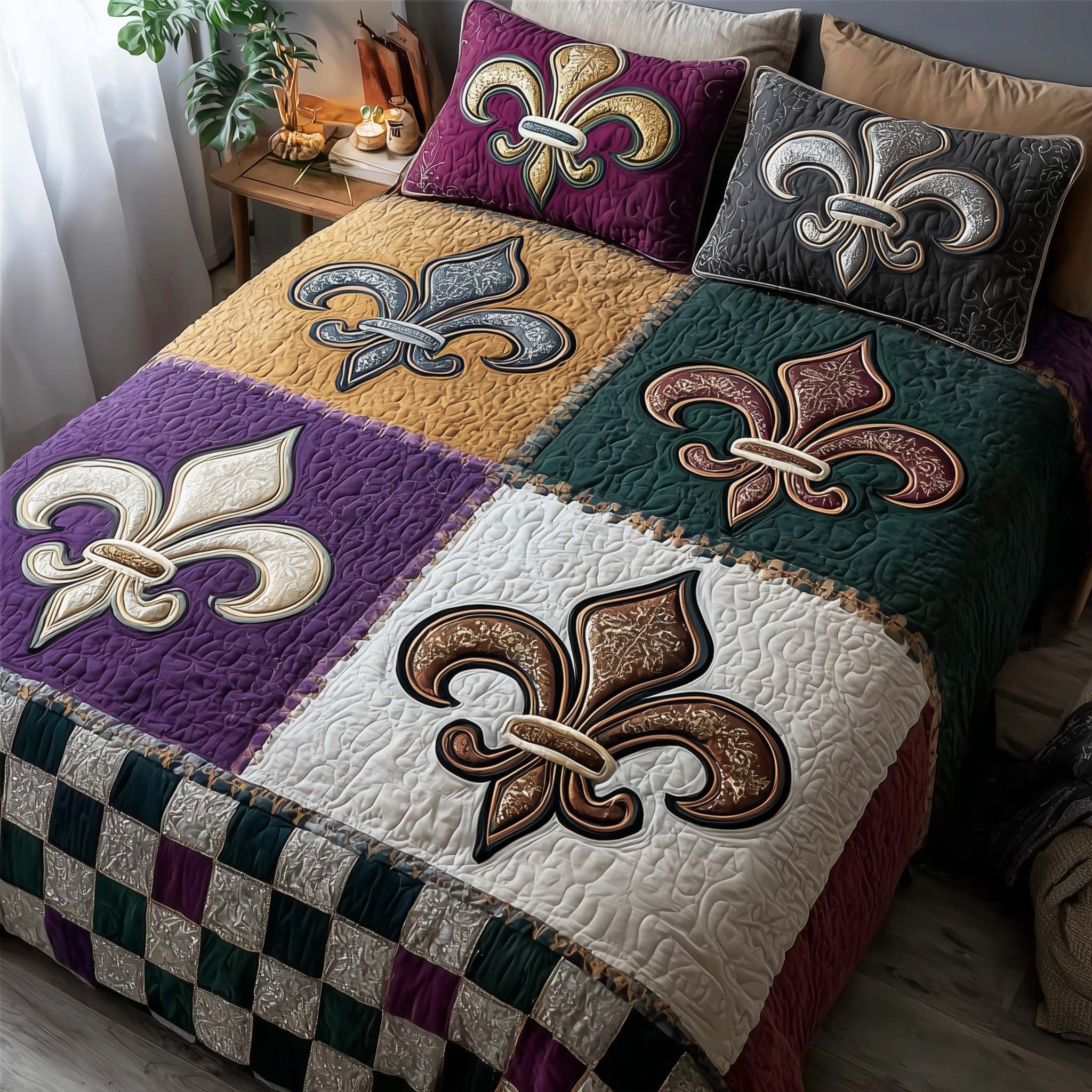 Carnival Crest Quilted Bedding Set Mens Bedroom Decor Gift For Carnival Crest Lovers - Tradiviet