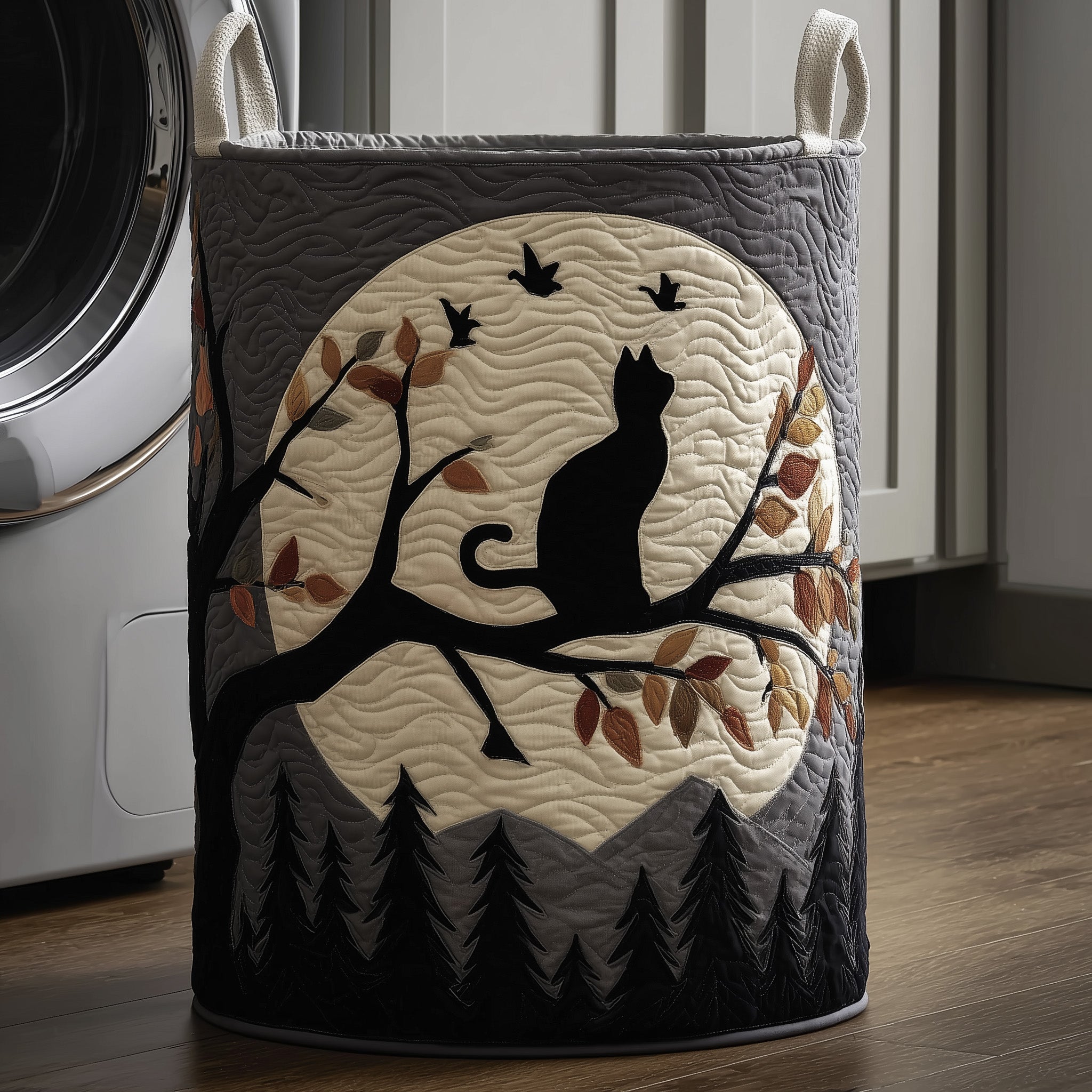 Cat Moon Quilted Laundry Basket Cute Storage Baskets Best Family Gifts - Tradiviet