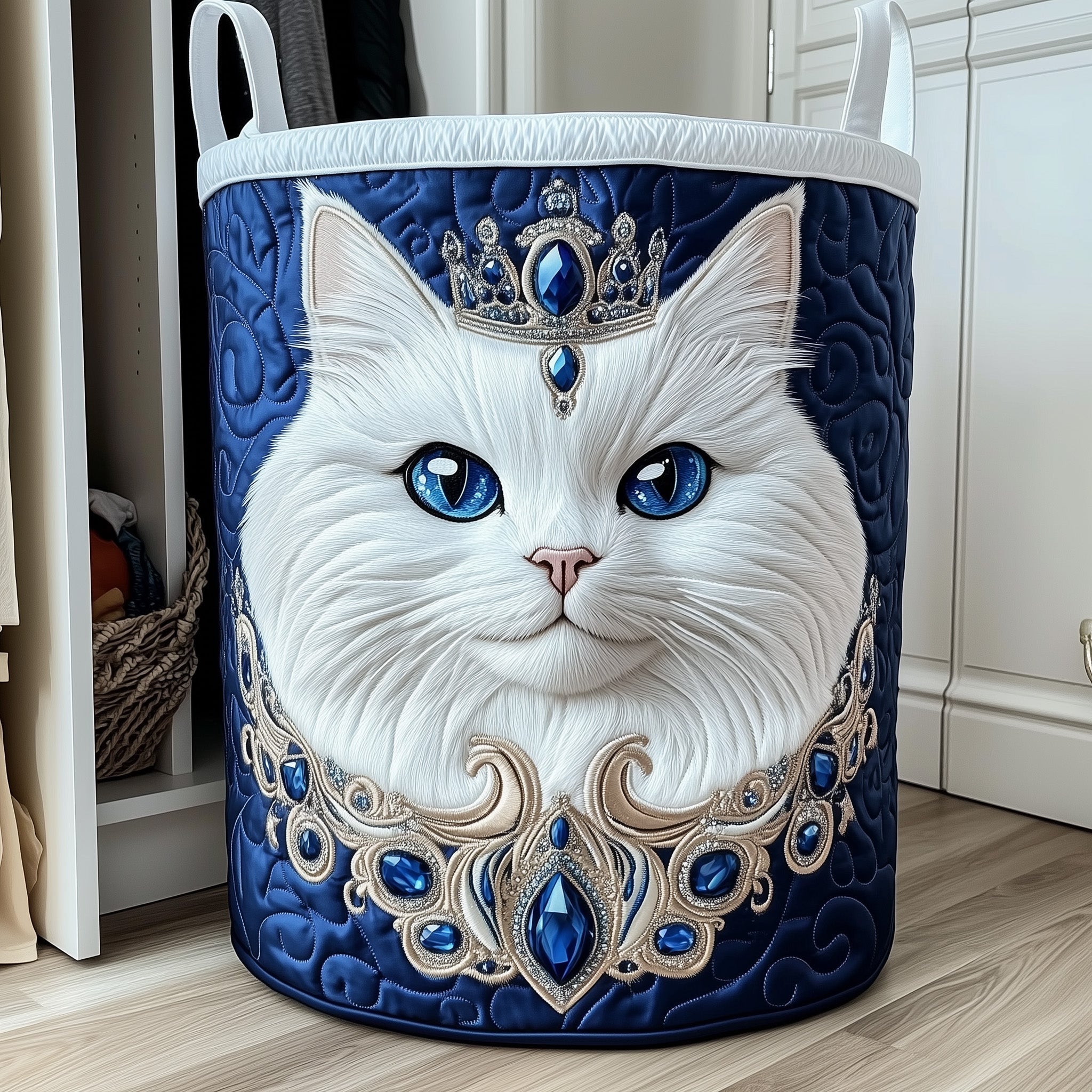 Cat Queen Quilted Laundry Basket Funny Baskets Birthday Presents For Dad - Tradiviet