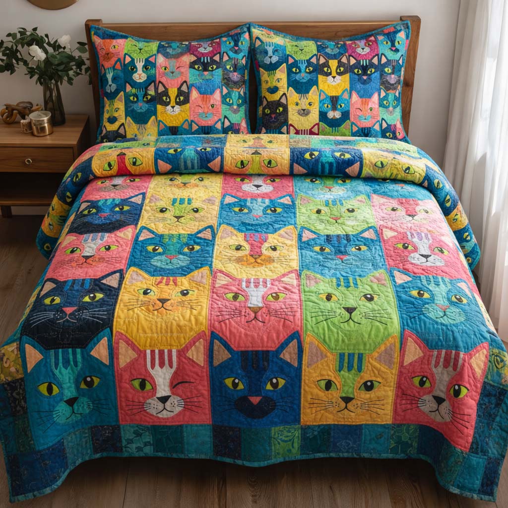 Cat Serenity Quilted Bedding Set Room Decoration Items Cat And Owner Gifts - Tradiviet