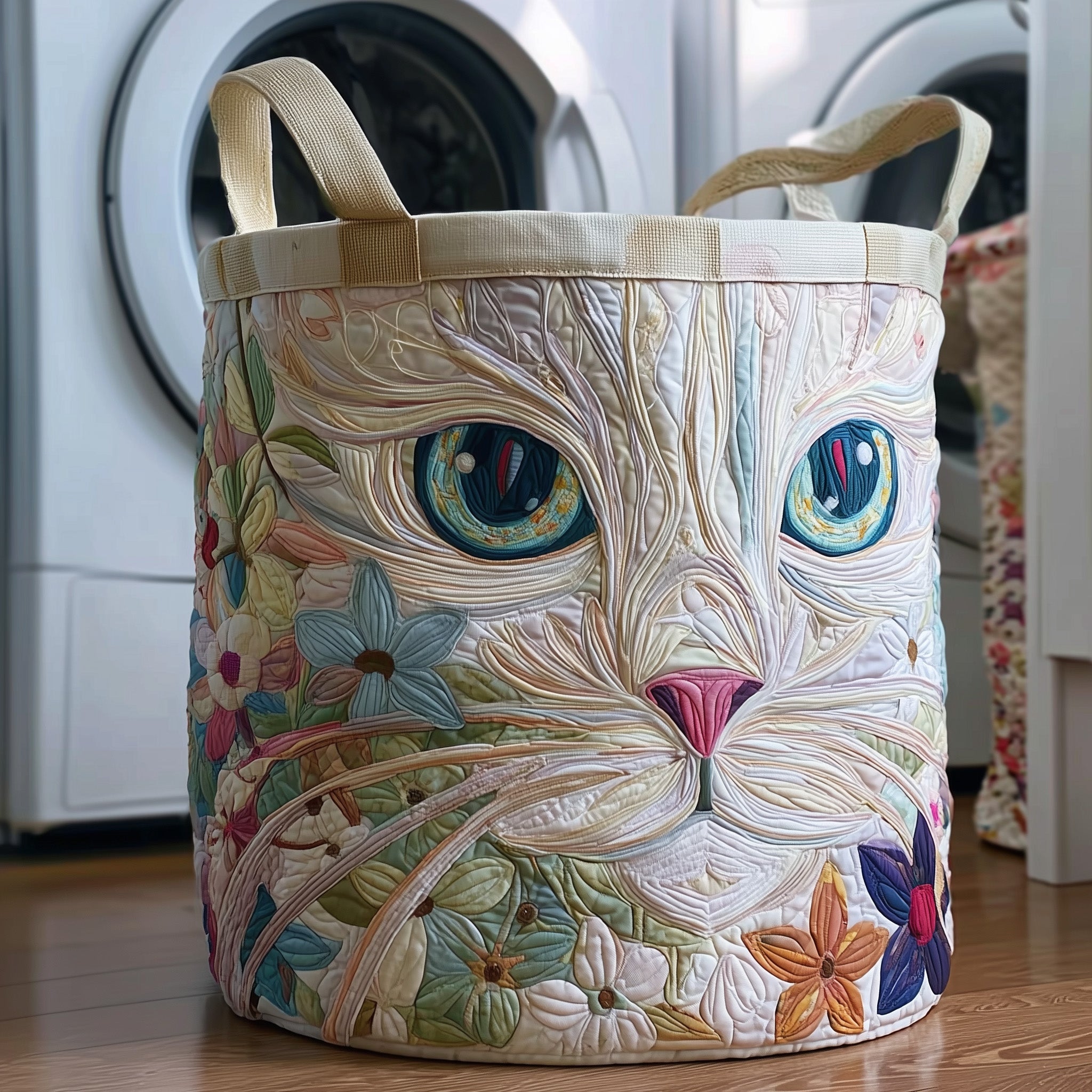 Catitude Quilted Laundry Basket Funny Baskets Gift For Grandma - Tradiviet