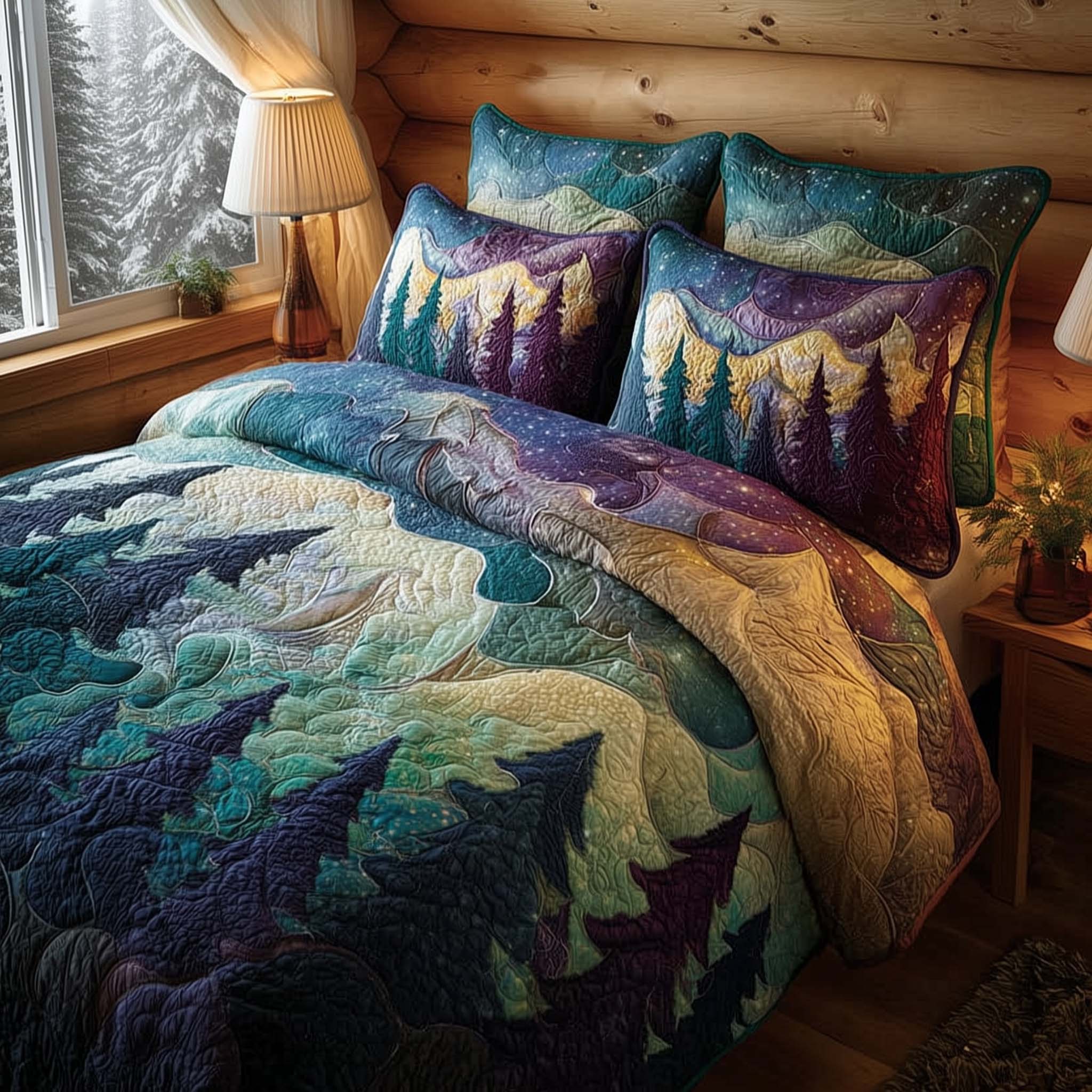 Celestial Lights Quilted Bedding Set Bedroom Decorations Gift For Star Gazers - Tradiviet