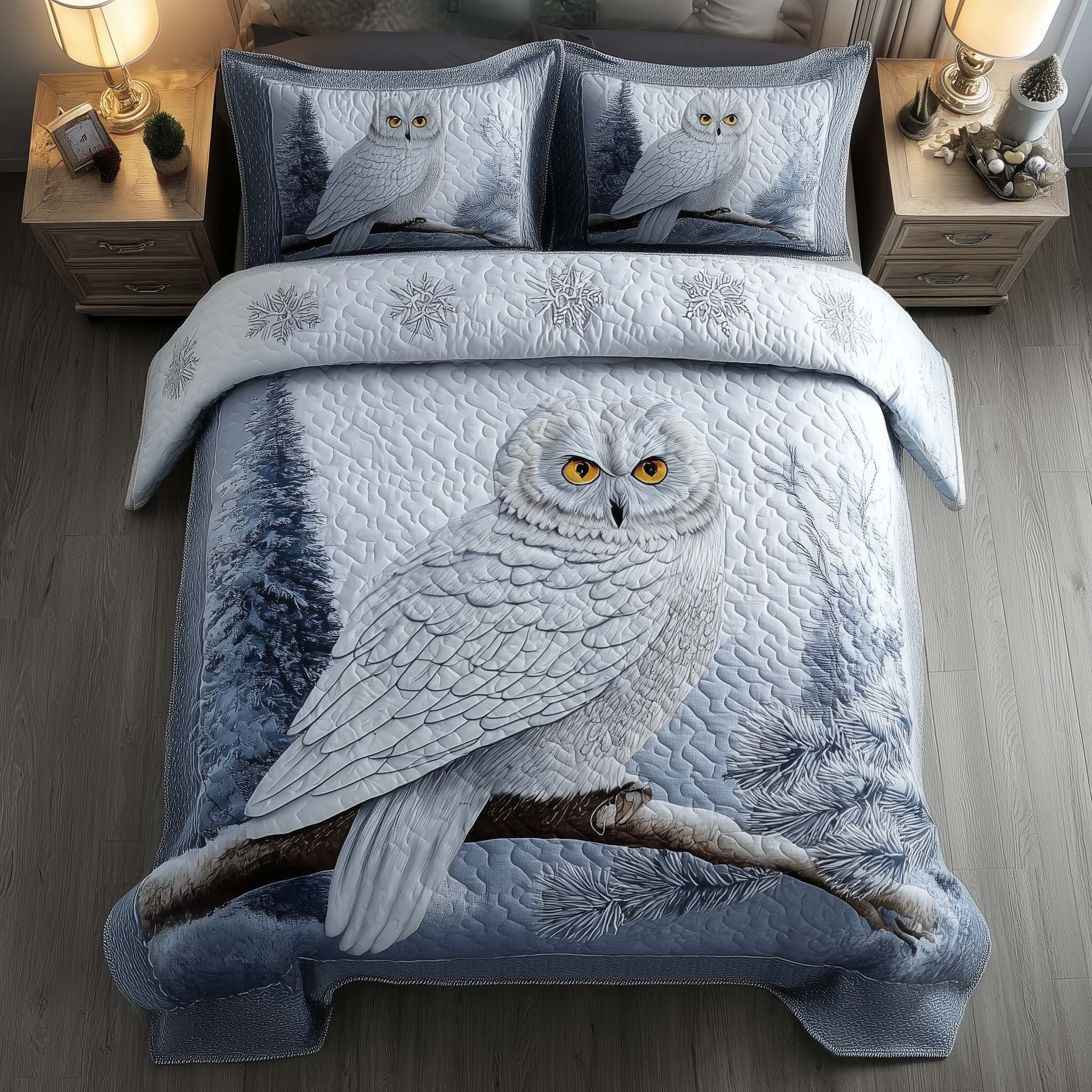 Celestial Owl Quilted Bedding Set Room Decoration Items Best Owl Gift Ideas - Tradiviet