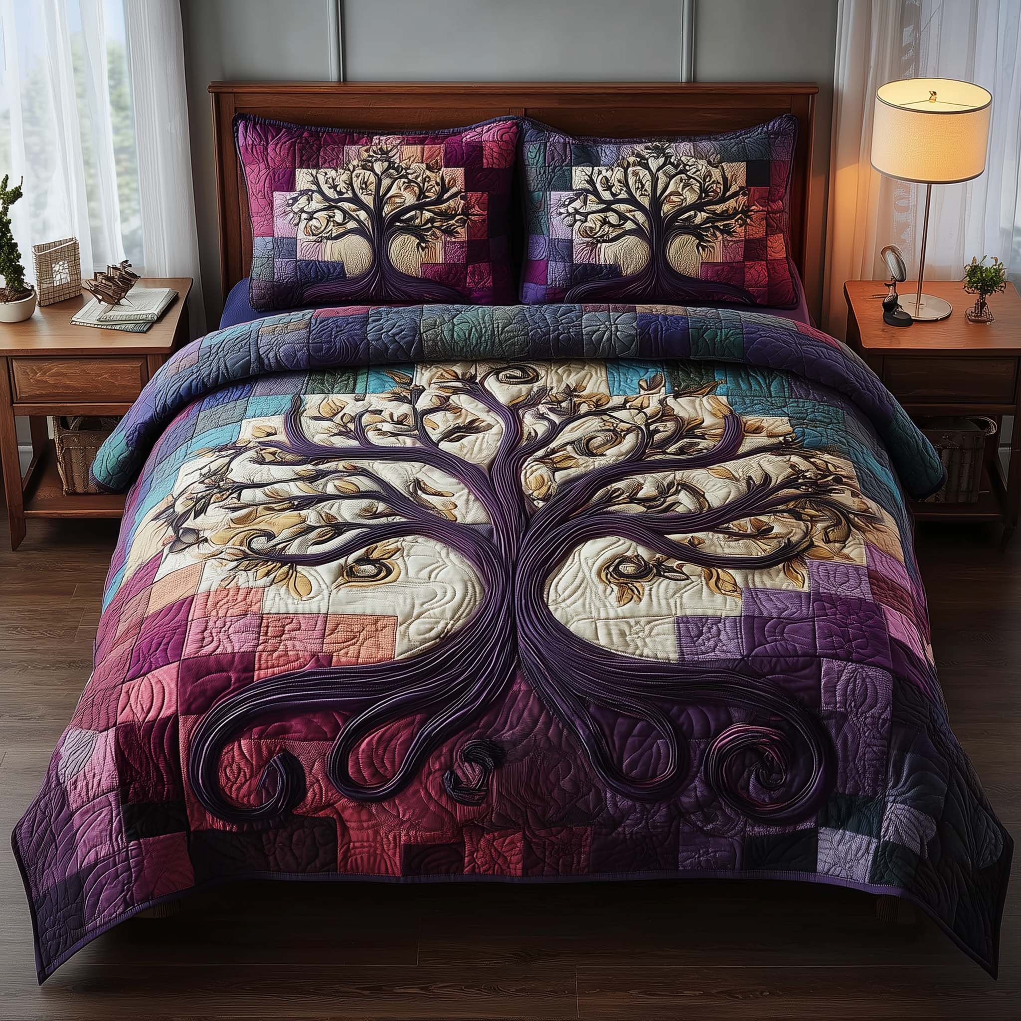 Celestial Tree Quilted Bedding Set Bed Room Decoration Magical Celestial Tree Gift - Tradiviet