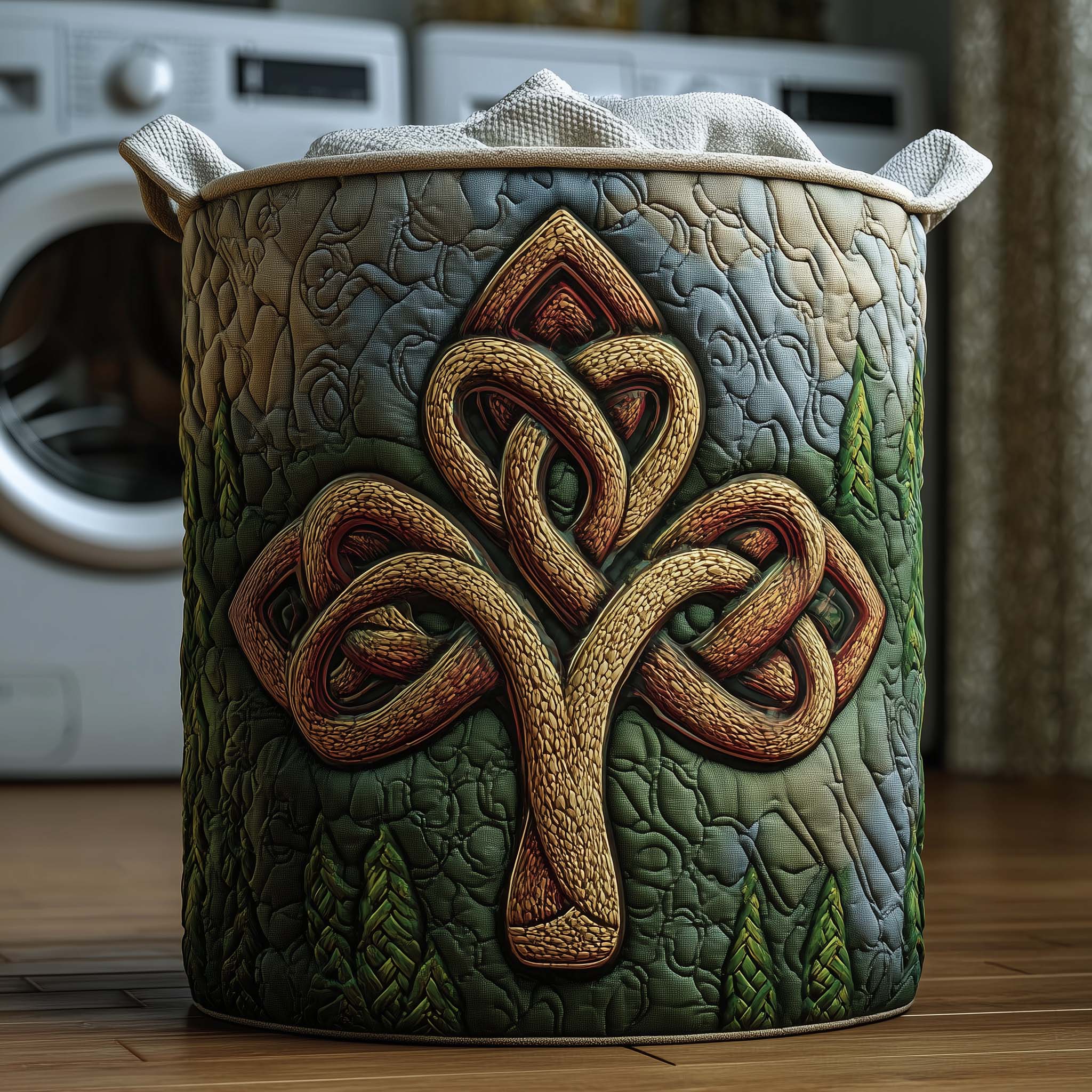 Celtic Clover Quilted Laundry Basket Funny Baskets Mothers Day Ideas - Tradiviet