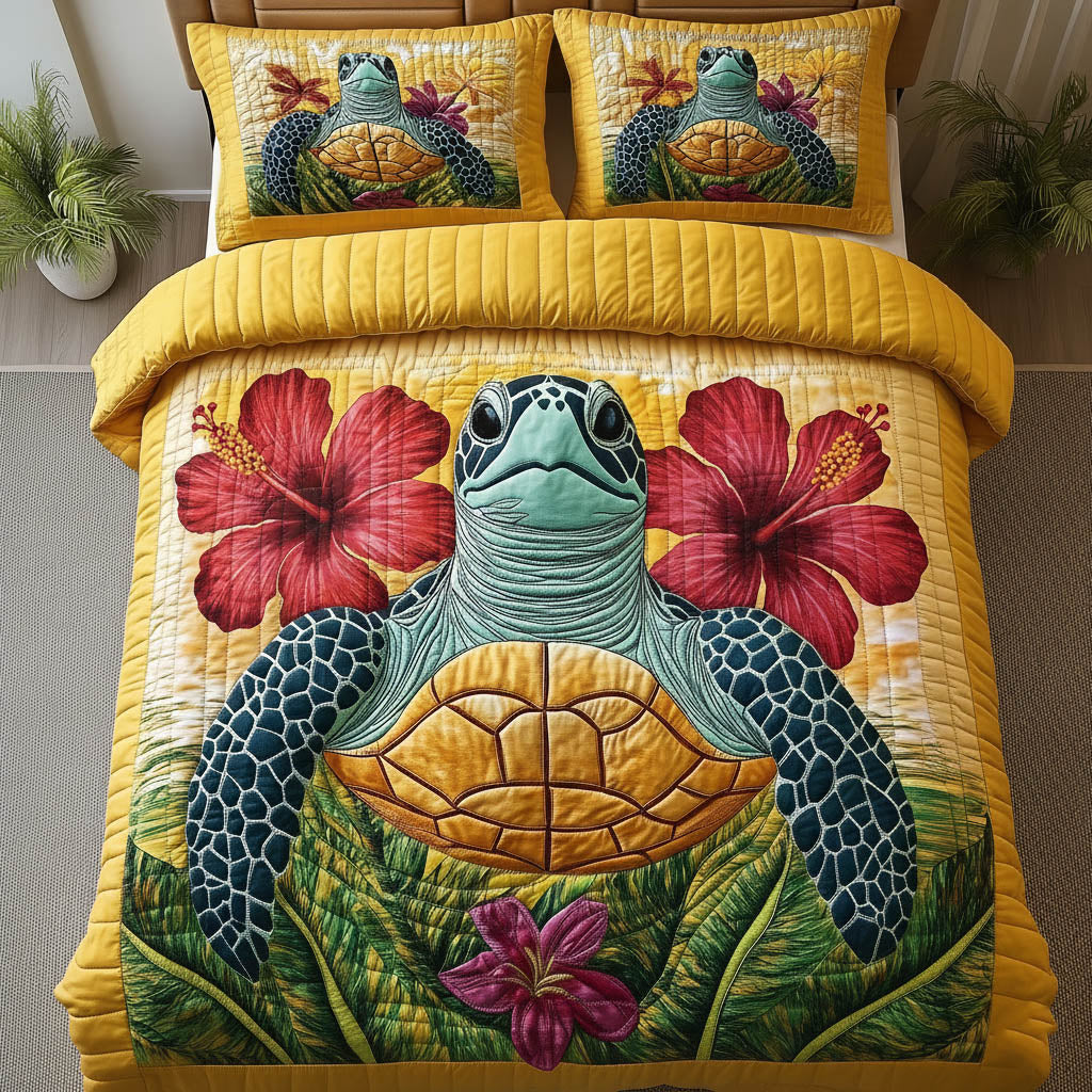 Charming Turtle Quilted Bedding Set Mens Bedroom Decor Turtle Present Ideas - Tradiviet