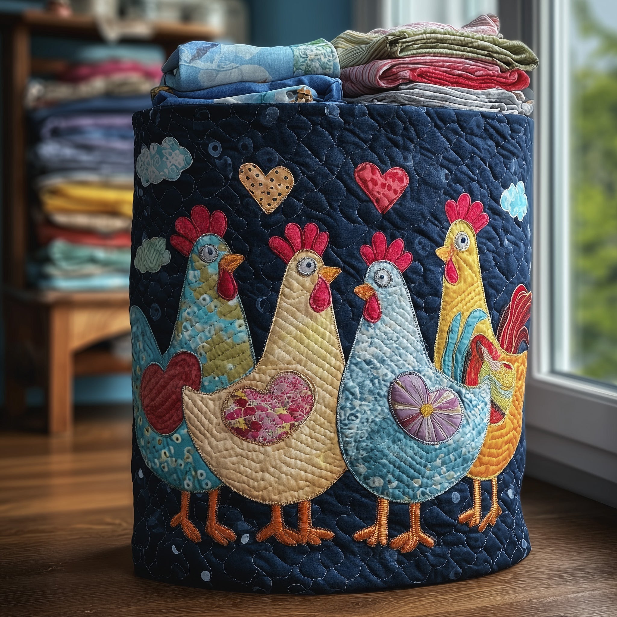Chicken Dream Quilted Laundry Basket Cool Laundry Hamper Presents For Sister - Tradiviet