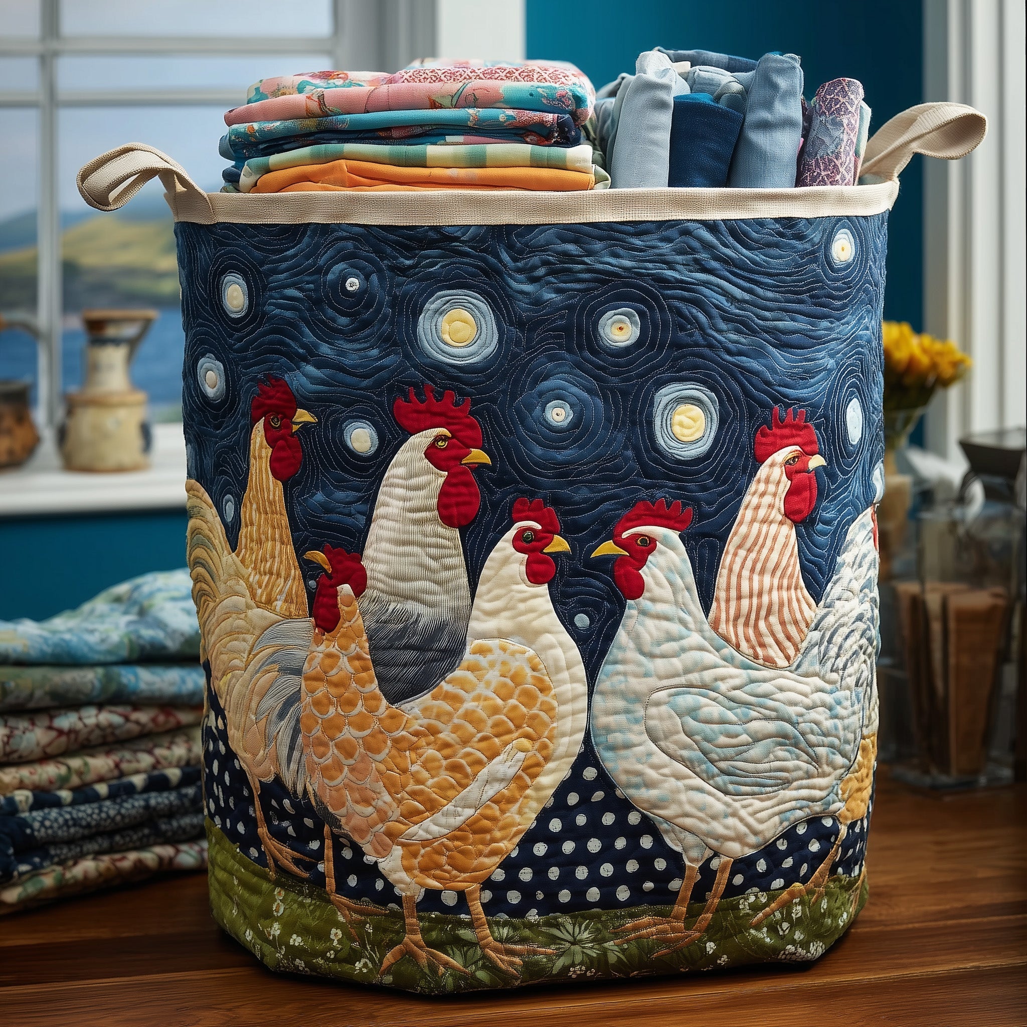 Chicken Dream Quilted Laundry Basket Cute Laundry Hamper Father's Day Ideas - Tradiviet